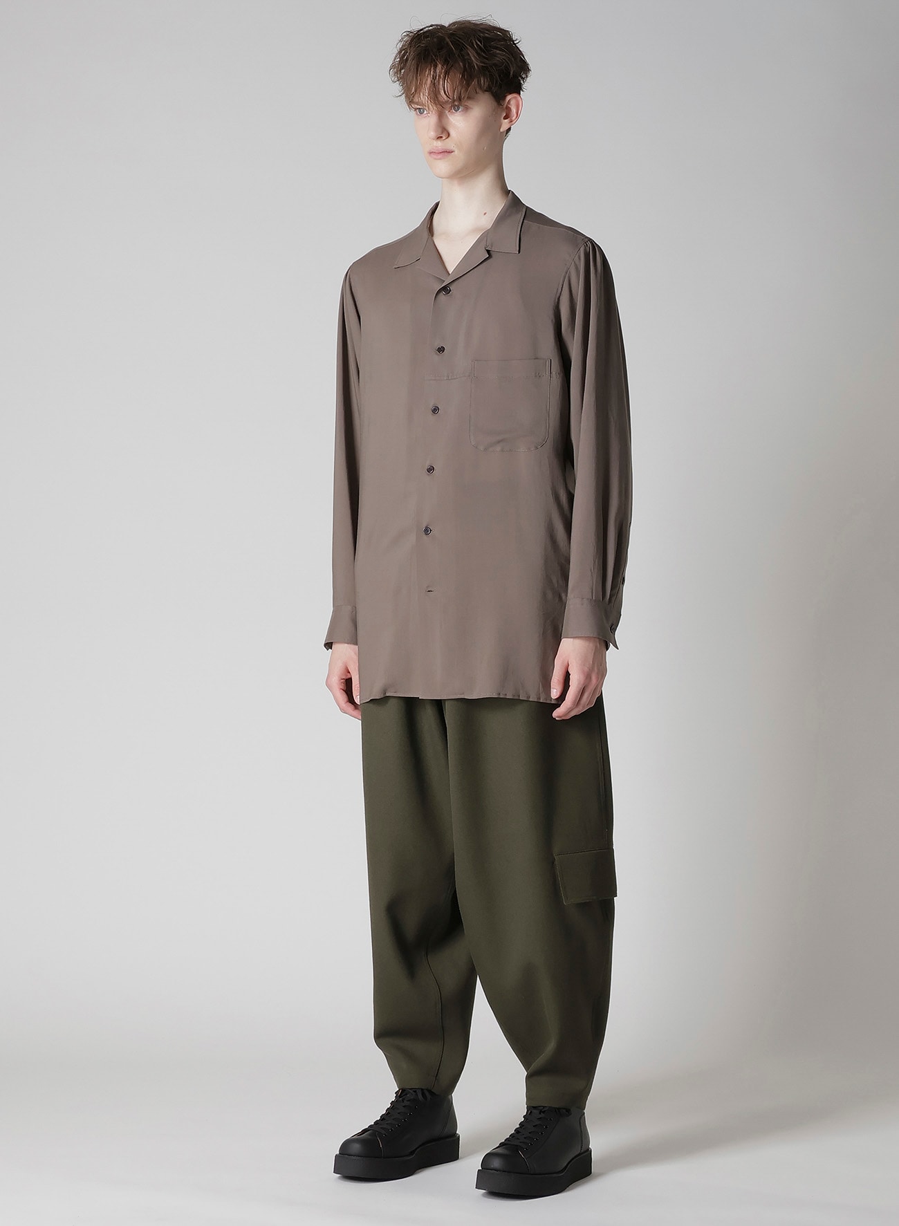 CELLLOSE LAWN OPEN COLLAR BLOUSE