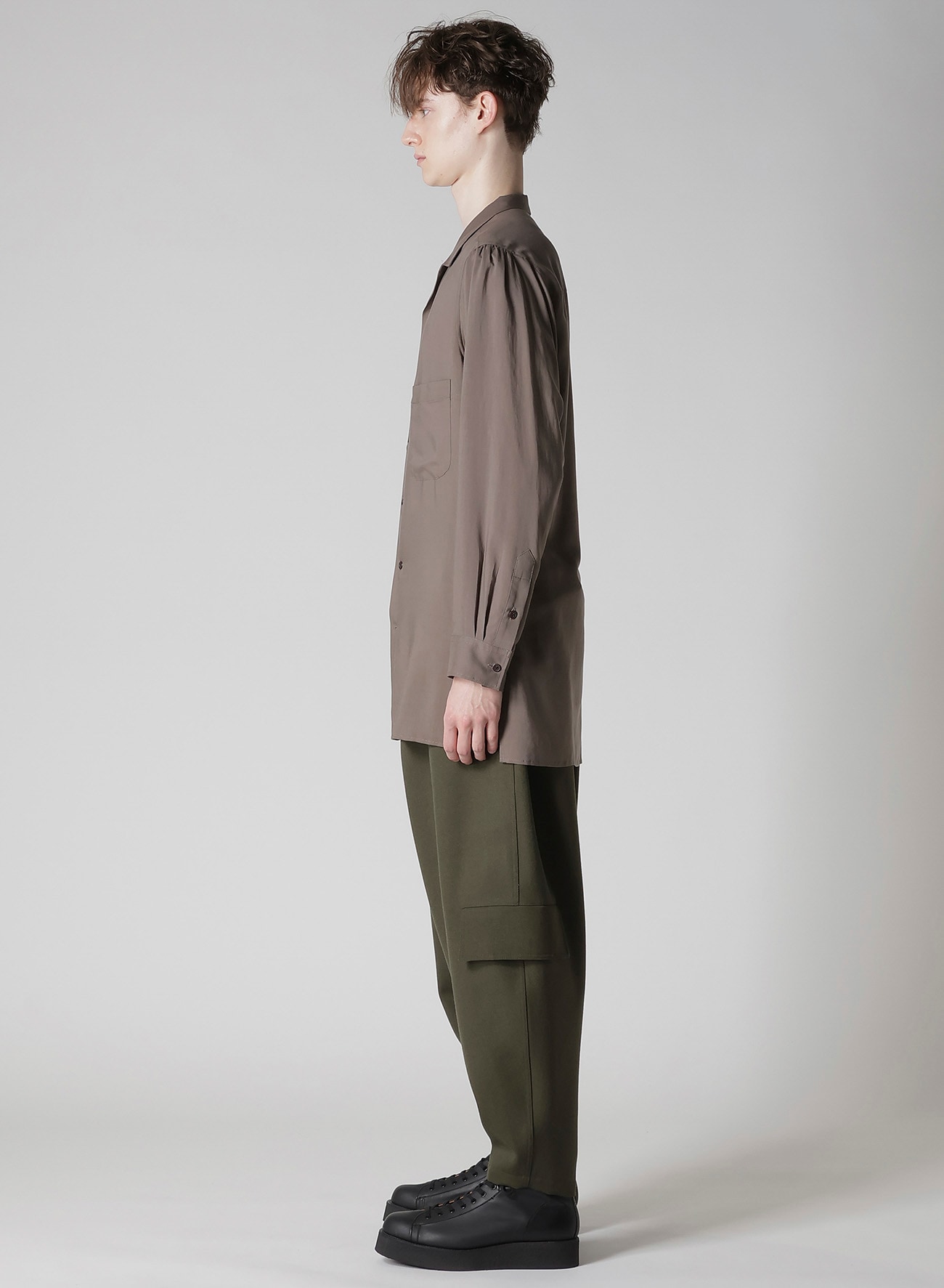 CELLLOSE LAWN OPEN COLLAR BLOUSE