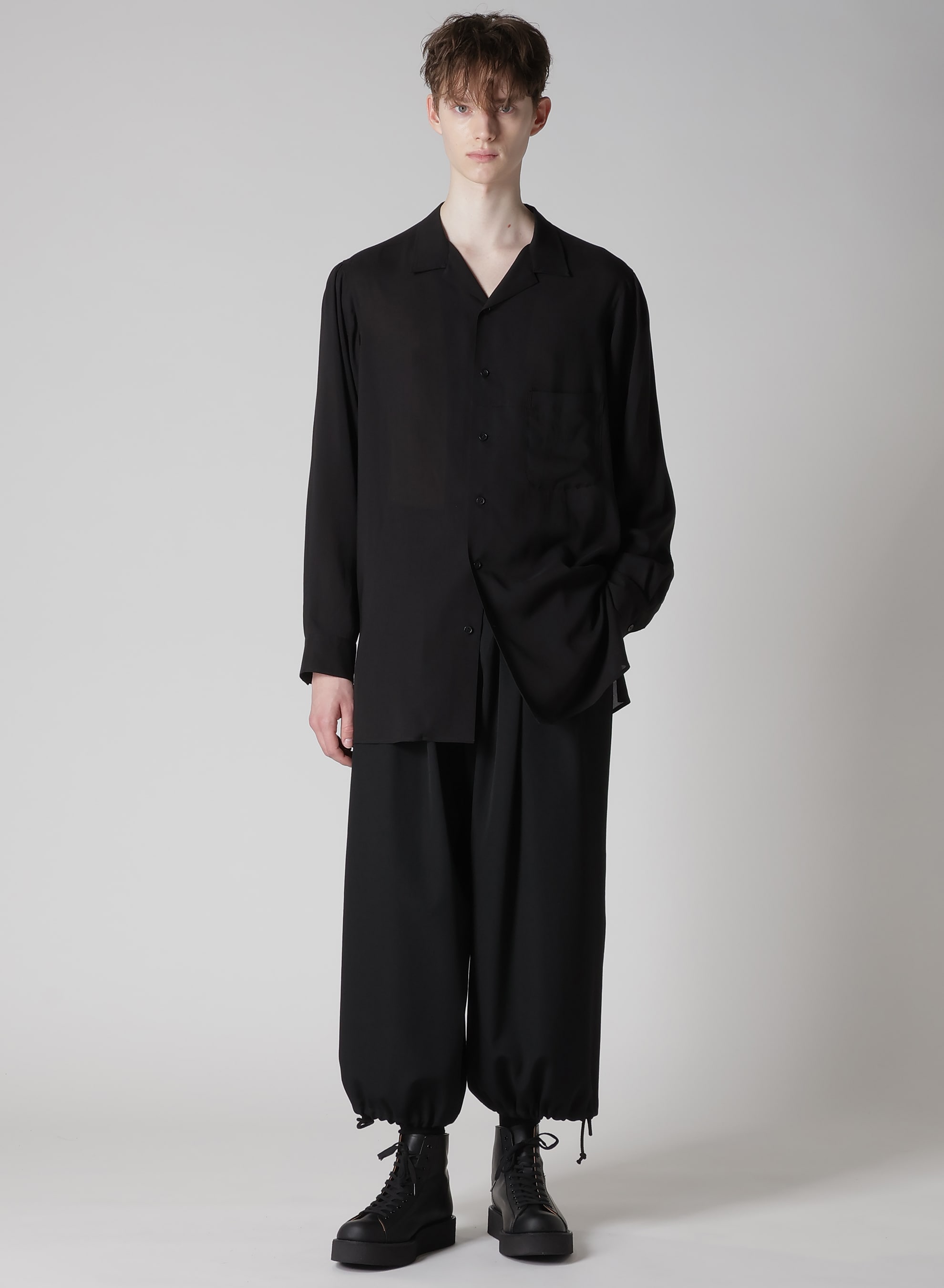 CELLLOSE LAWN OPEN COLLAR BLOUSE