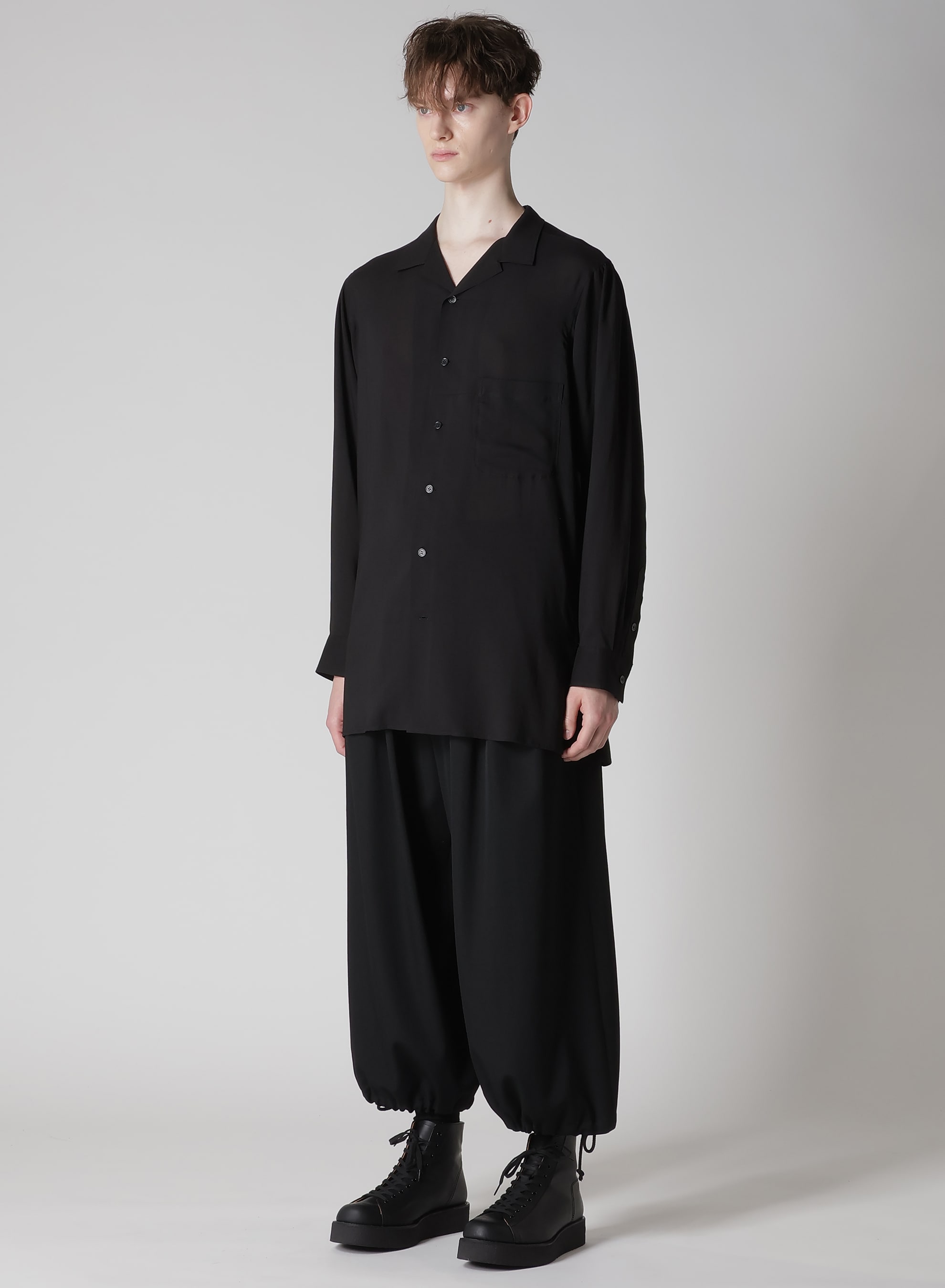 CELLLOSE LAWN OPEN COLLAR BLOUSE