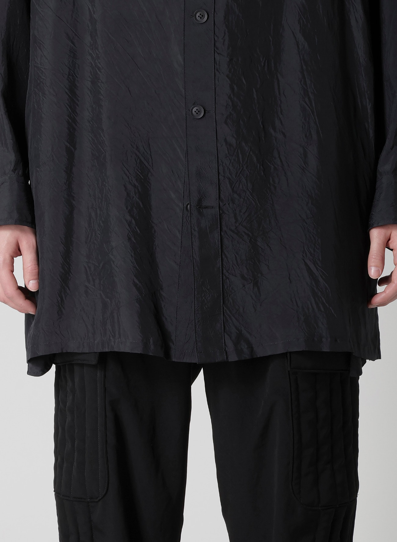Cu TAFFETA OPEN COLLAR SHOULDER PL BLOUSE