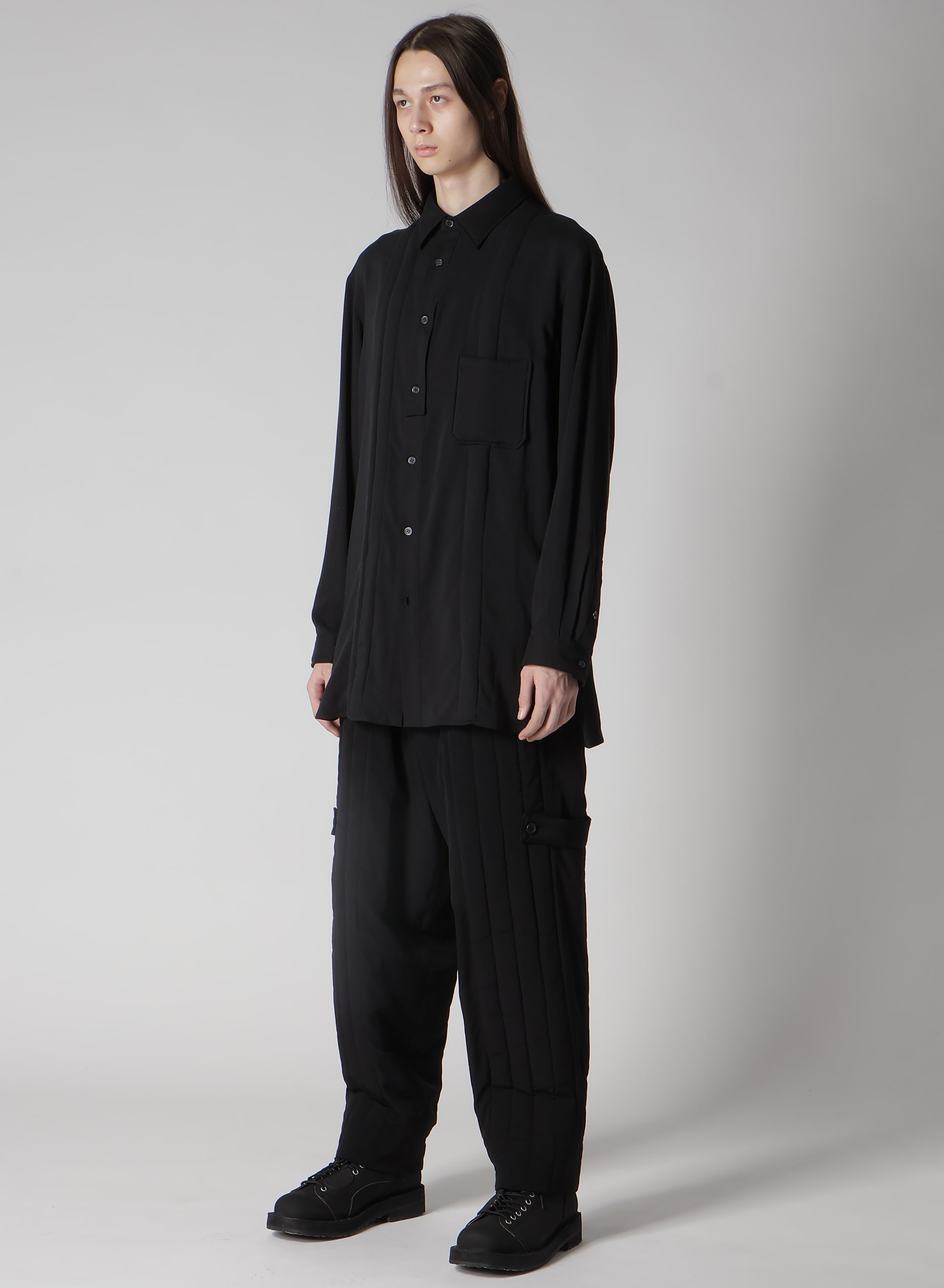 CELLULOSE LAWN DOUBLE PLACKET PADDED BLOUSE