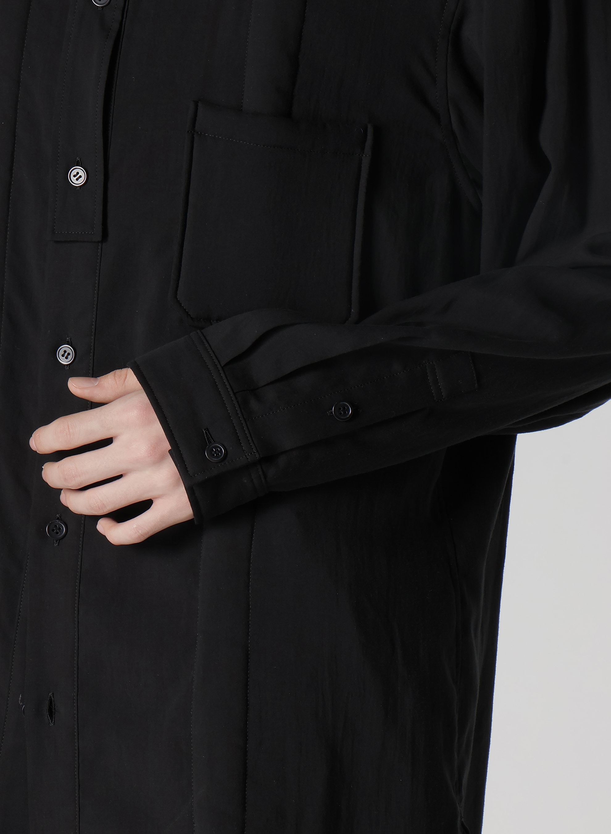 CELLULOSE LAWN DOUBLE PLACKET PADDED BLOUSE