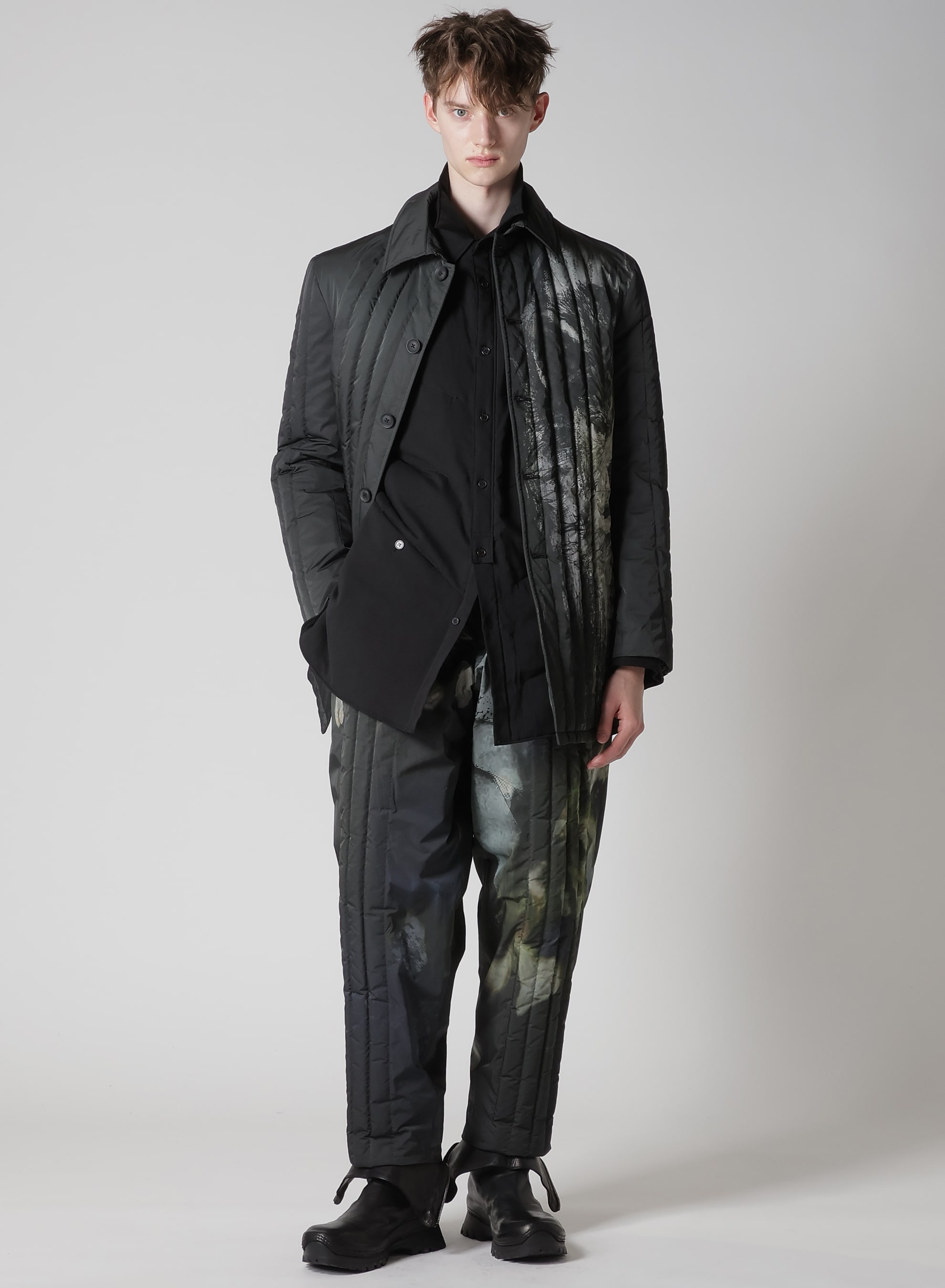 CELLULOSE LAWN 2COLLAR DIAGONAL PADDED BLOUSE