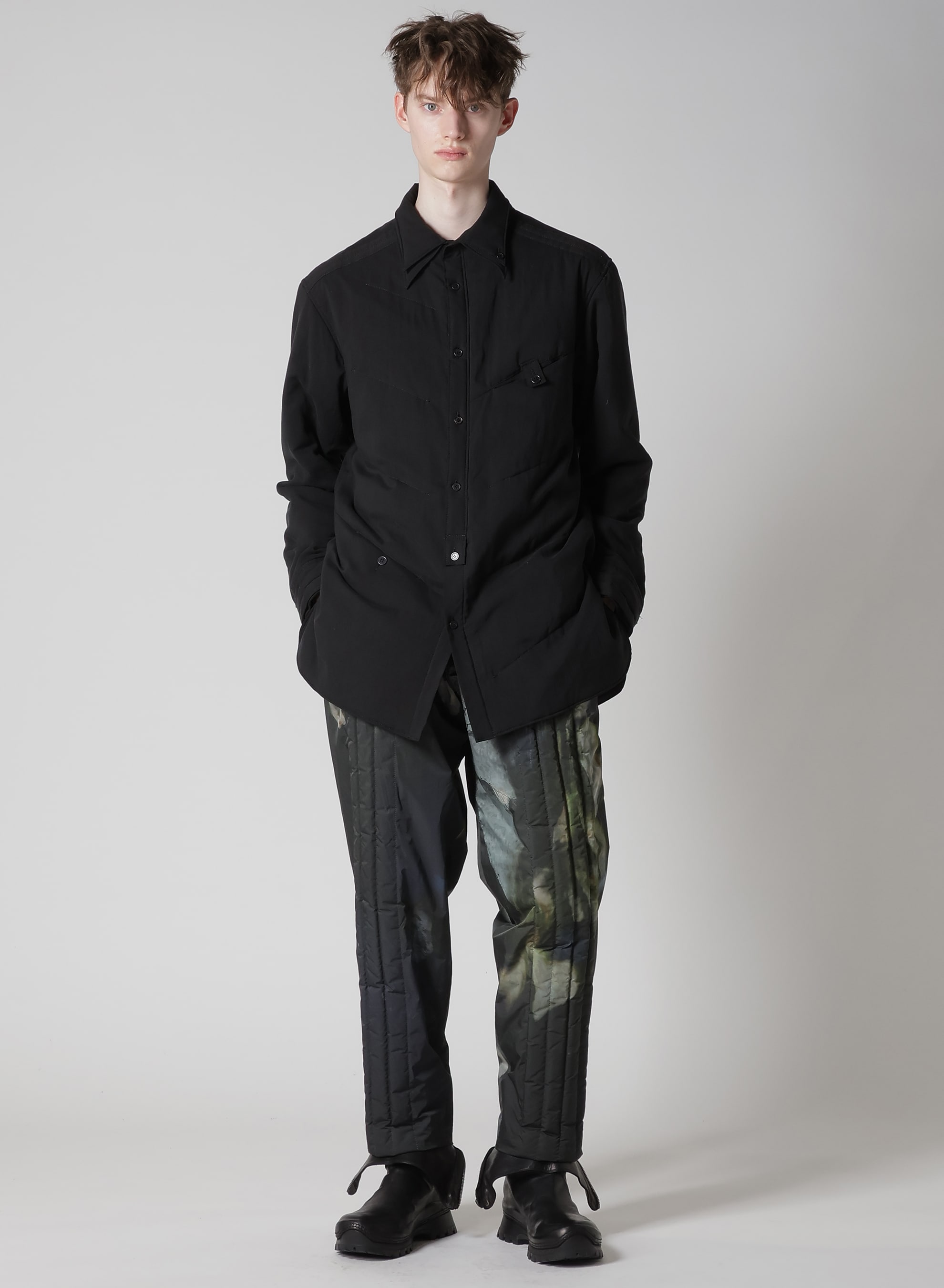 CELLULOSE LAWN 2COLLAR DIAGONAL PADDED BLOUSE