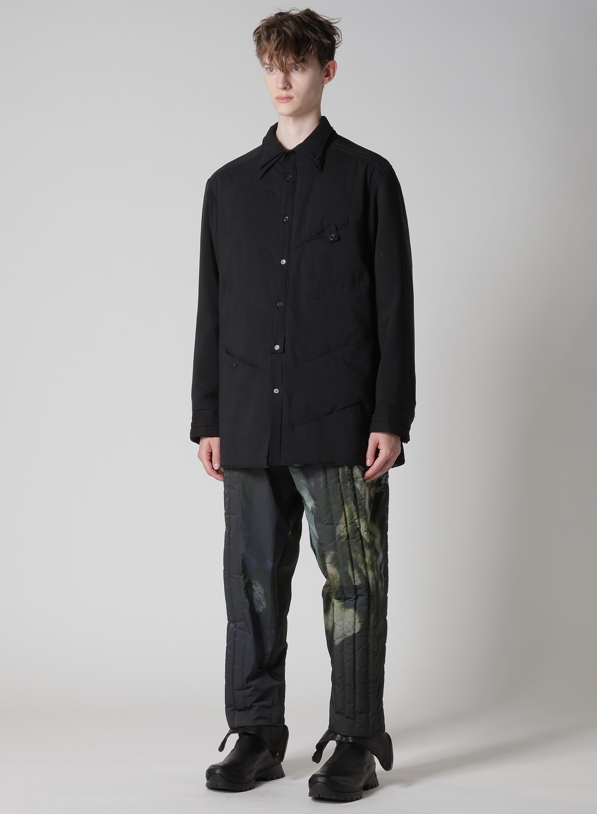 CELLULOSE LAWN 2COLLAR DIAGONAL PADDED BLOUSE