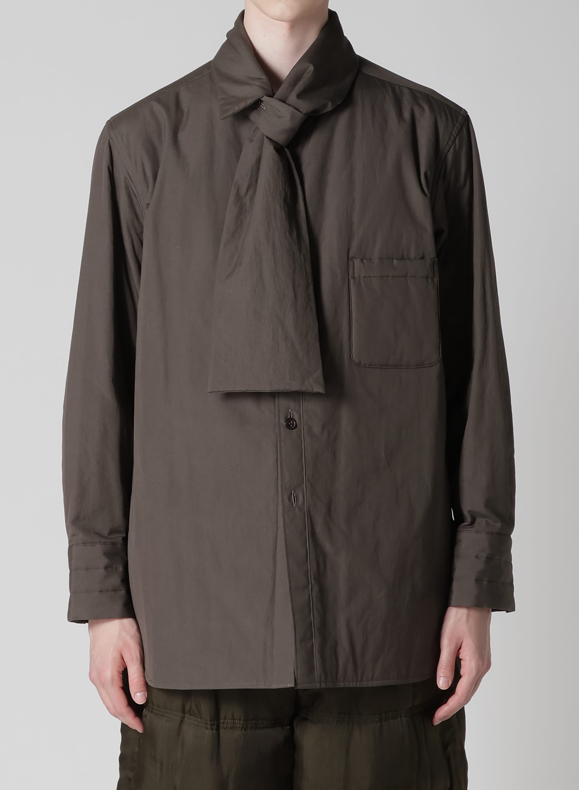 GRAY BROAD STOLE DETAIL PADDED BLOUSE(M Grey): Yohji