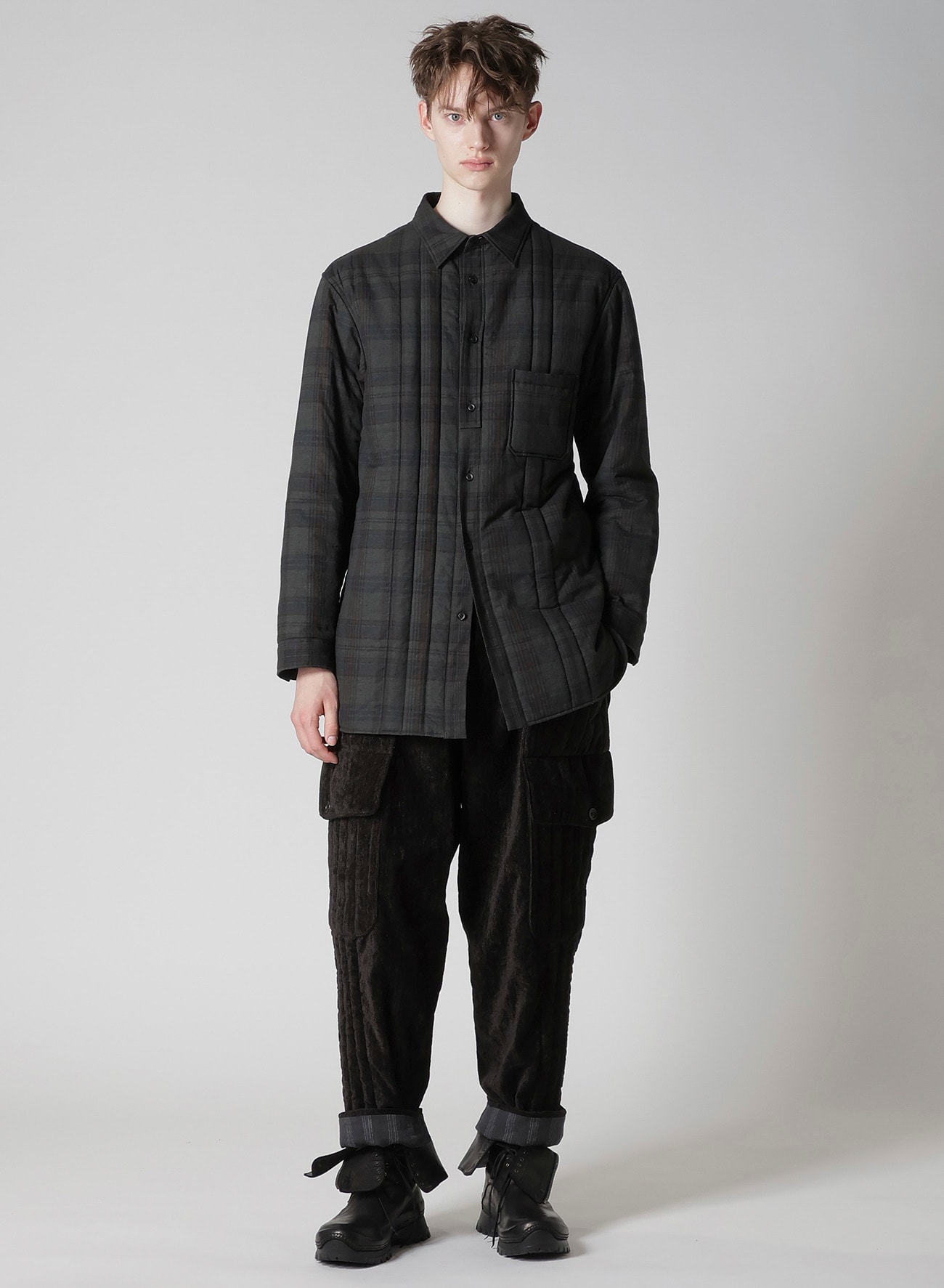 MADRAS INK PLAID PADDED BLOUSE