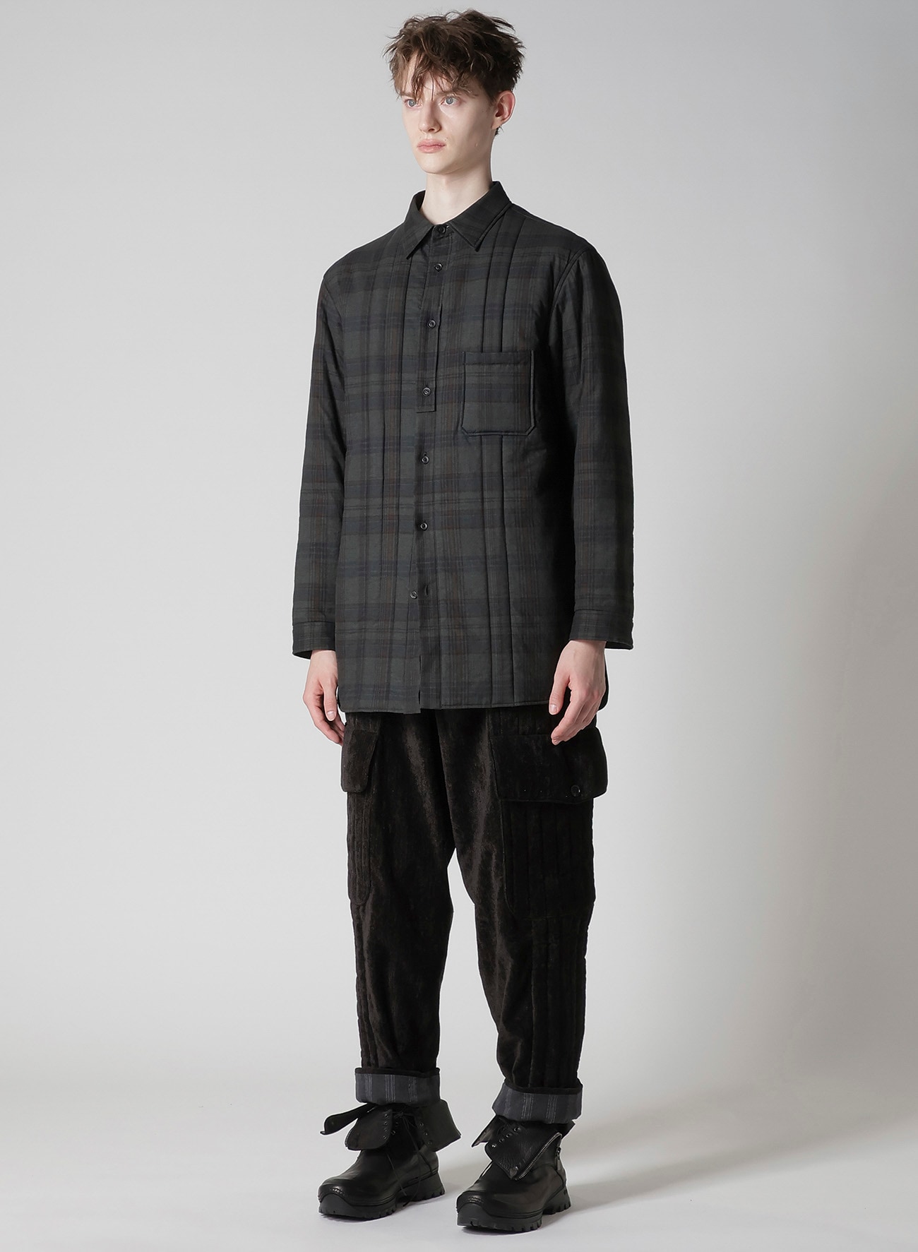 MADRAS INK PLAID PADDED BLOUSE