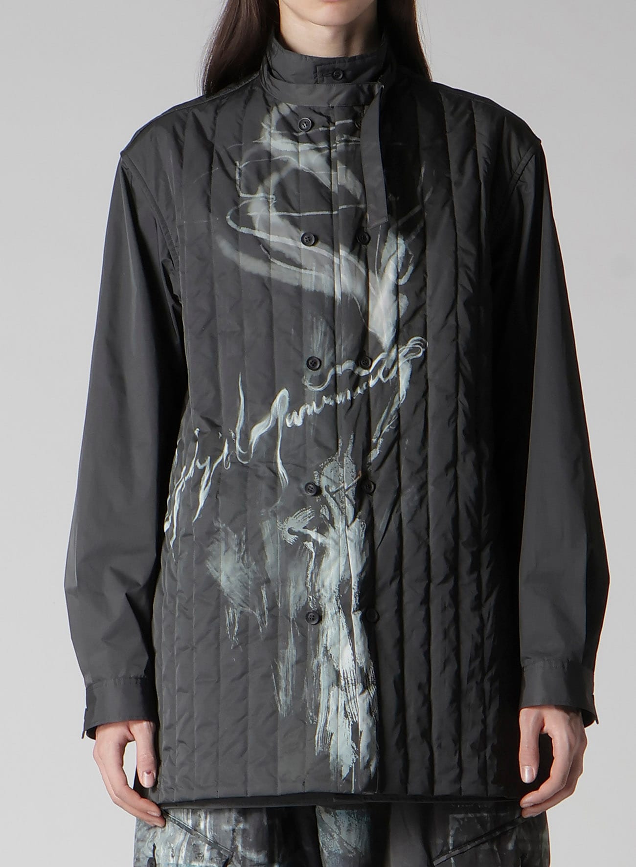 TOBACCO PRINTED PADDED BLOUSE