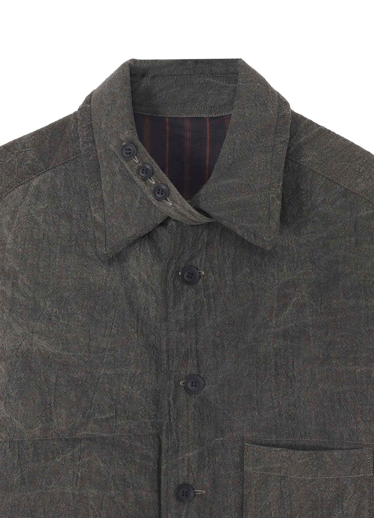 LINEN/COTTON SHEETING  GUSSET COLLAR PADDED BLOUSE