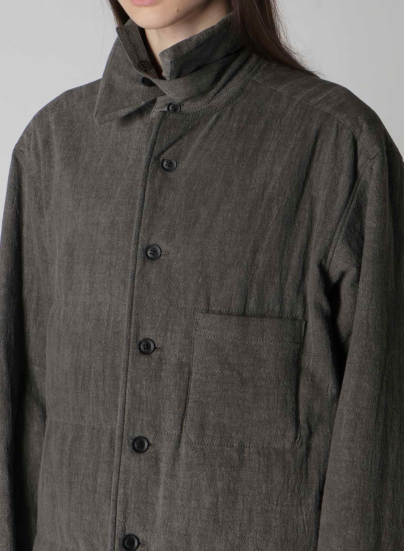 LINEN/COTTON SHEETING  GUSSET COLLAR PADDED BLOUSE