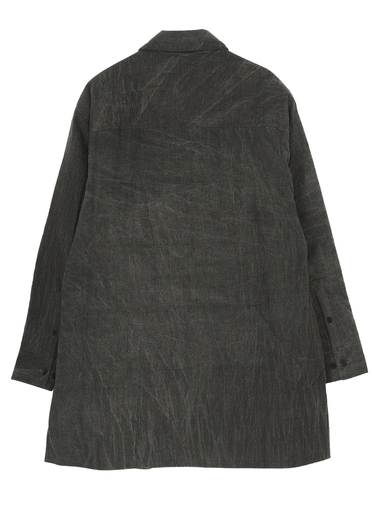 LINEN/COTTON SHEETING GUSSET COLLAR PADDED BLOUSE(M Dark