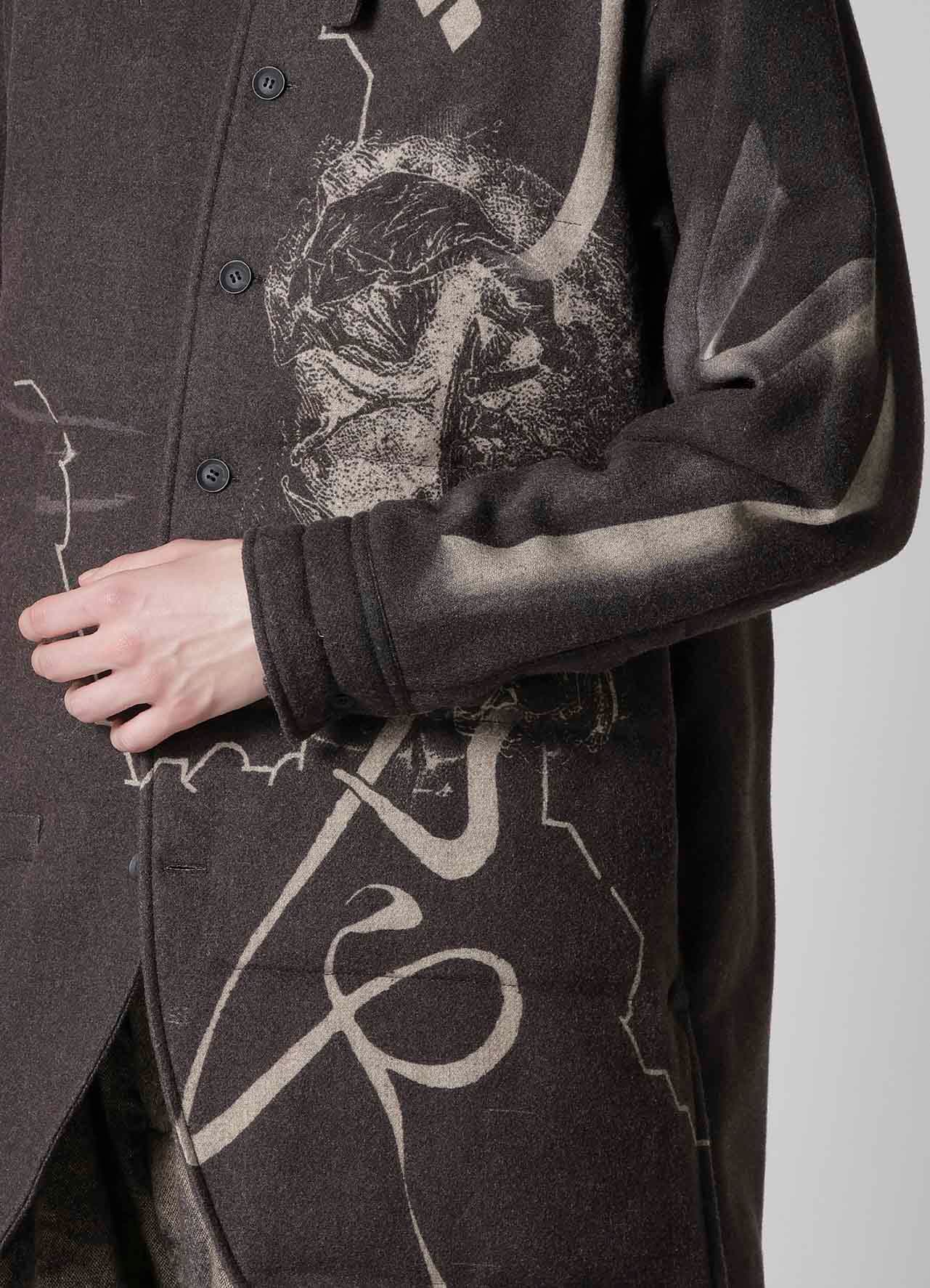 WOOL TWEED GUSSET COLLAR PADDED BLOUSE