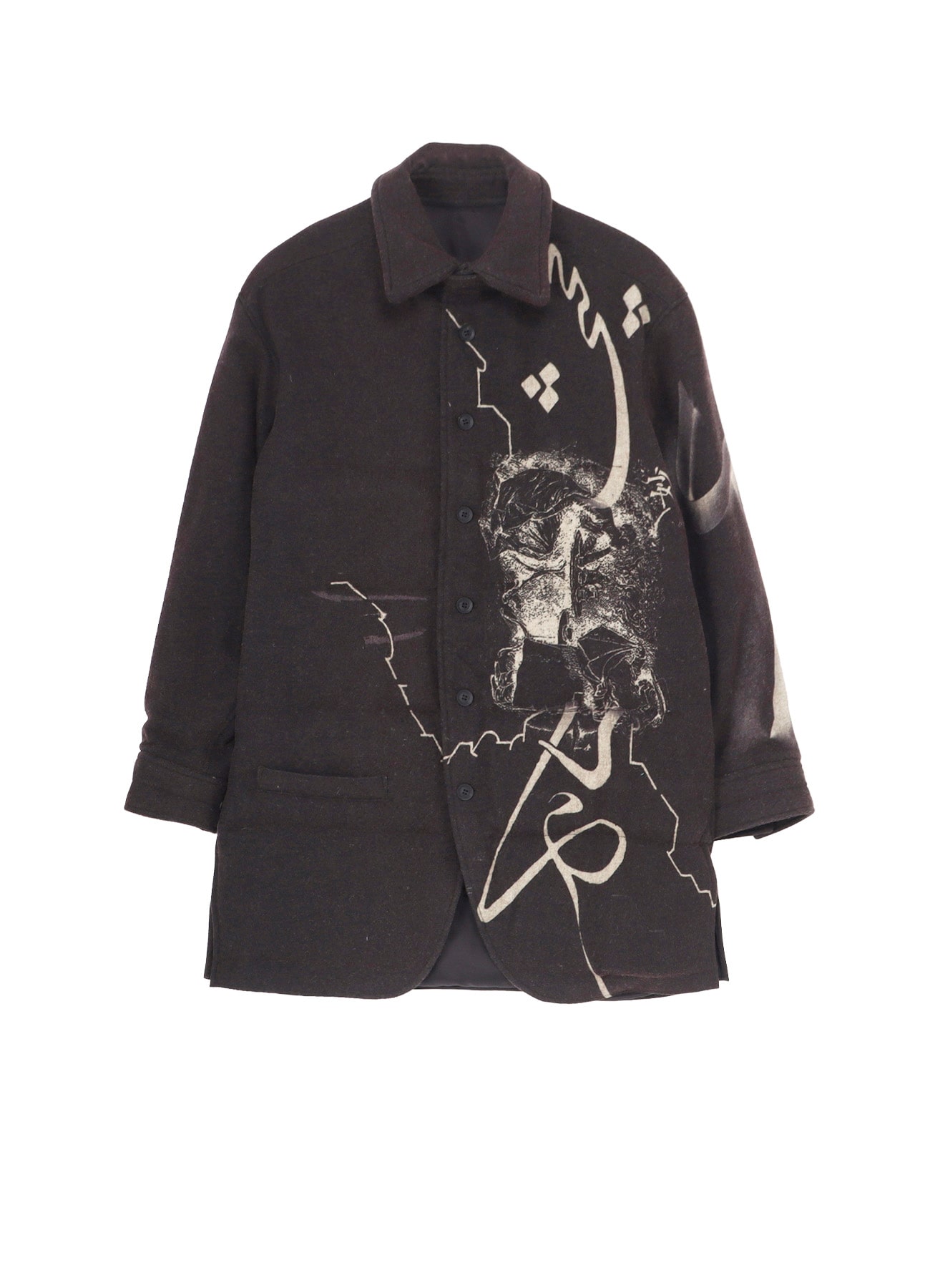 WOOL TWEED GUSSET COLLAR PADDED BLOUSE