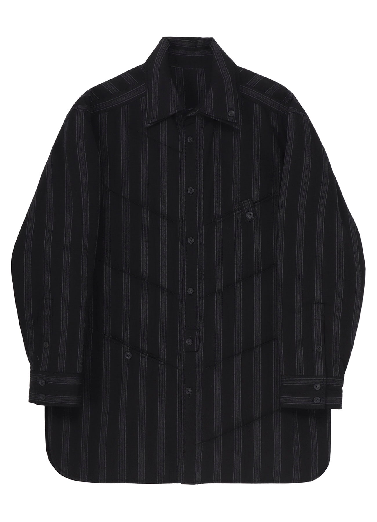 COTTON STRIPE 2COLLAR DIAGONAL PADDED BLOUSE