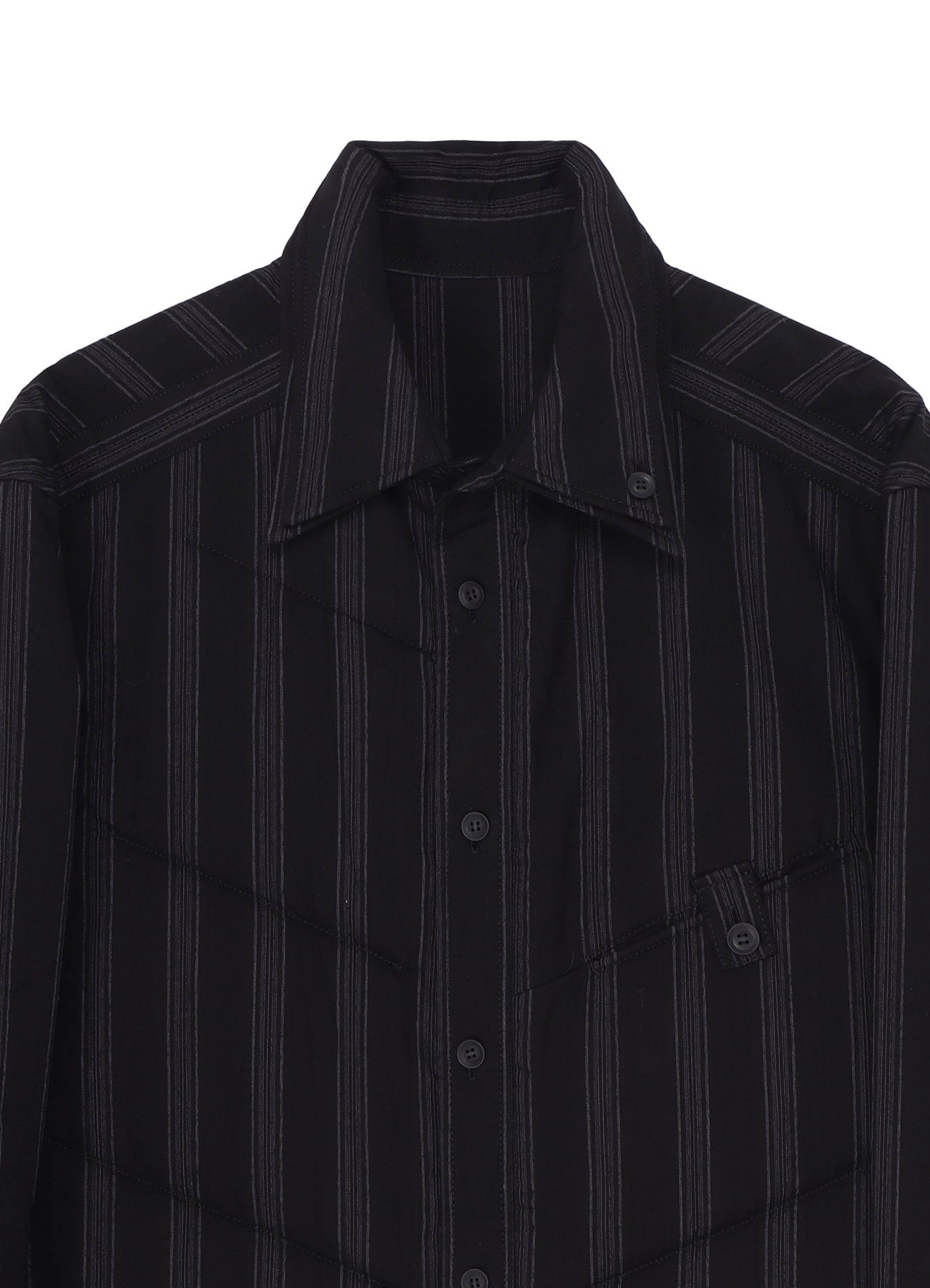 COTTON STRIPE 2COLLAR DIAGONAL PADDED BLOUSE