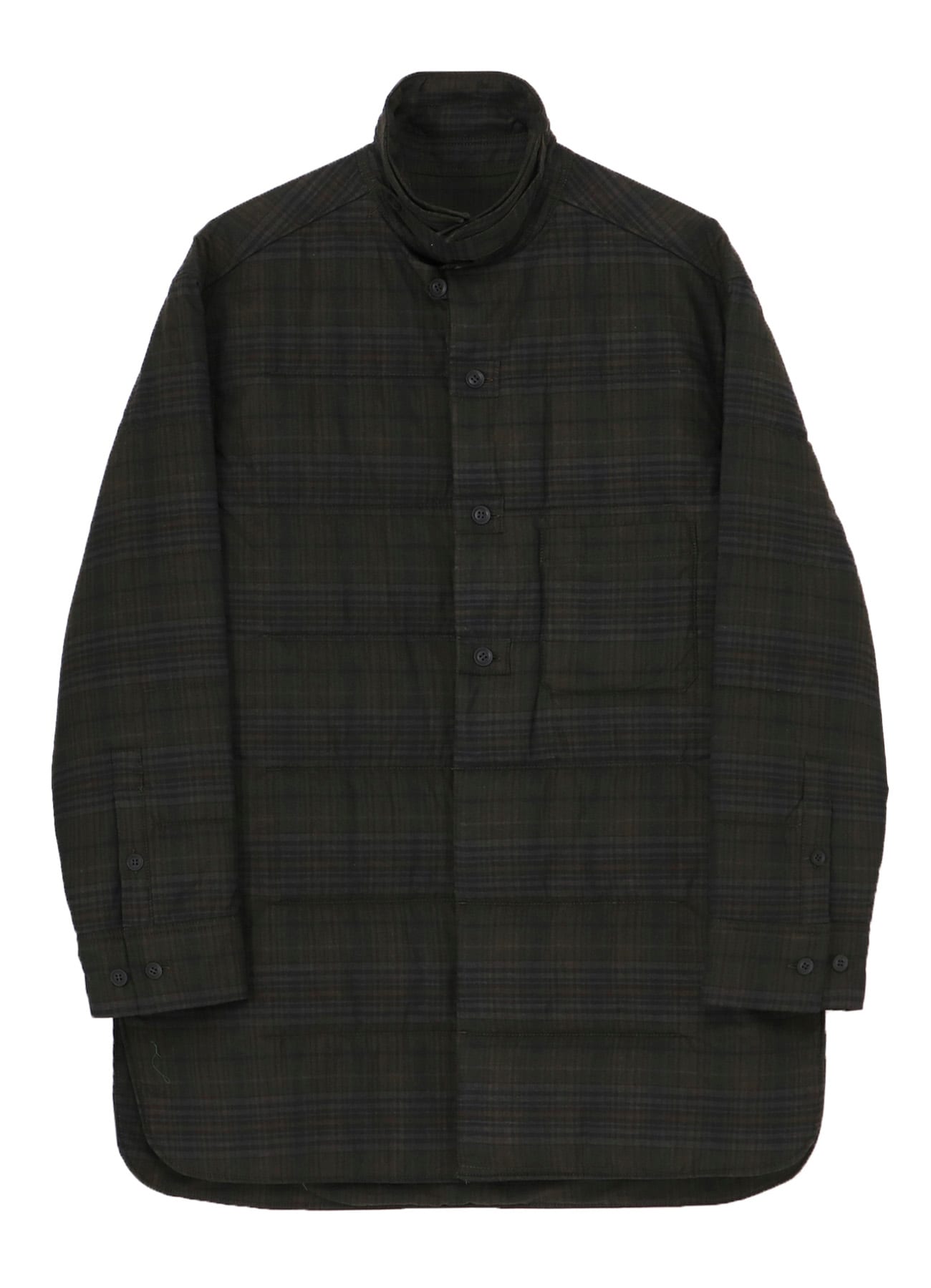 MADRAS INK PLAID DOUBLE COLLAR PADDED BLOUSE