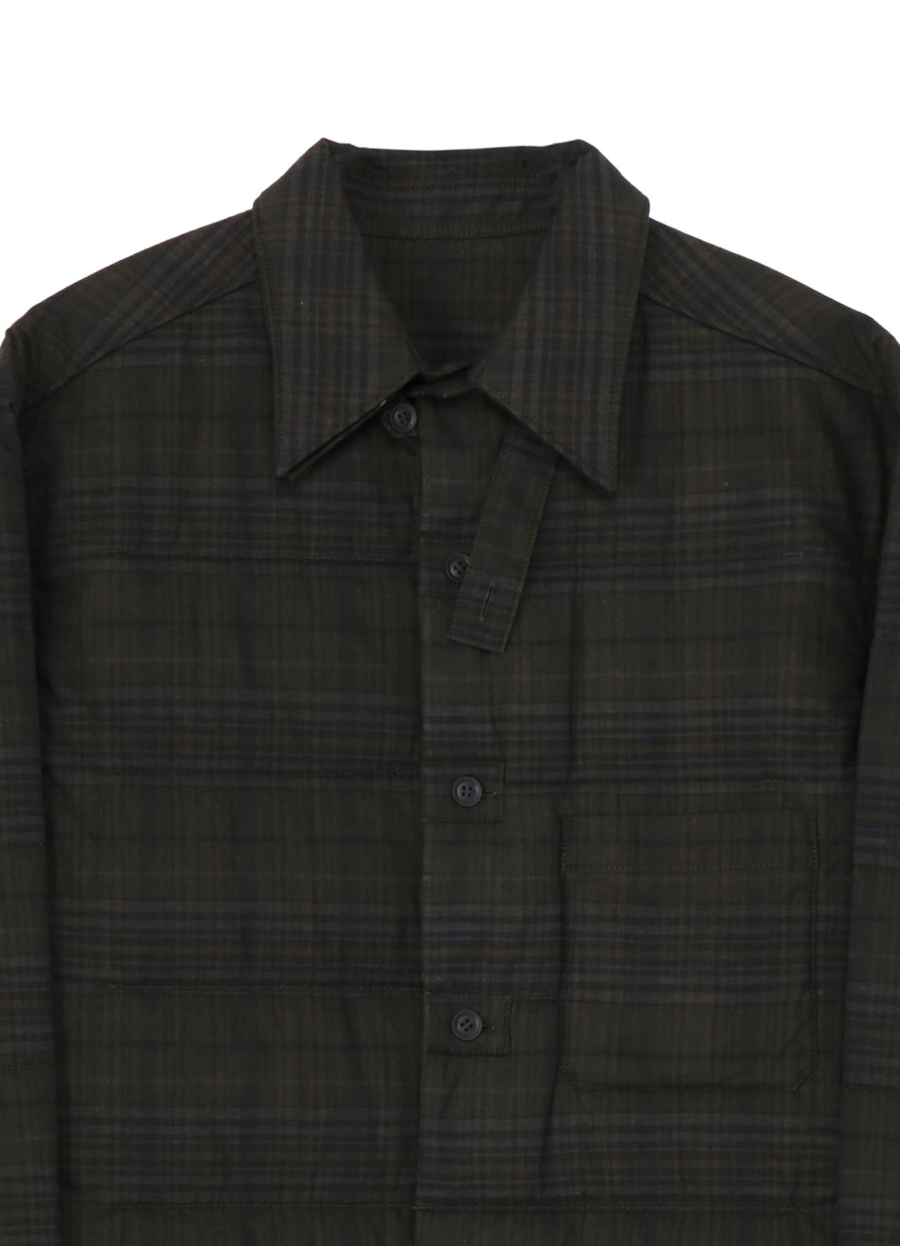 MADRAS INK PLAID DOUBLE COLLAR PADDED BLOUSE