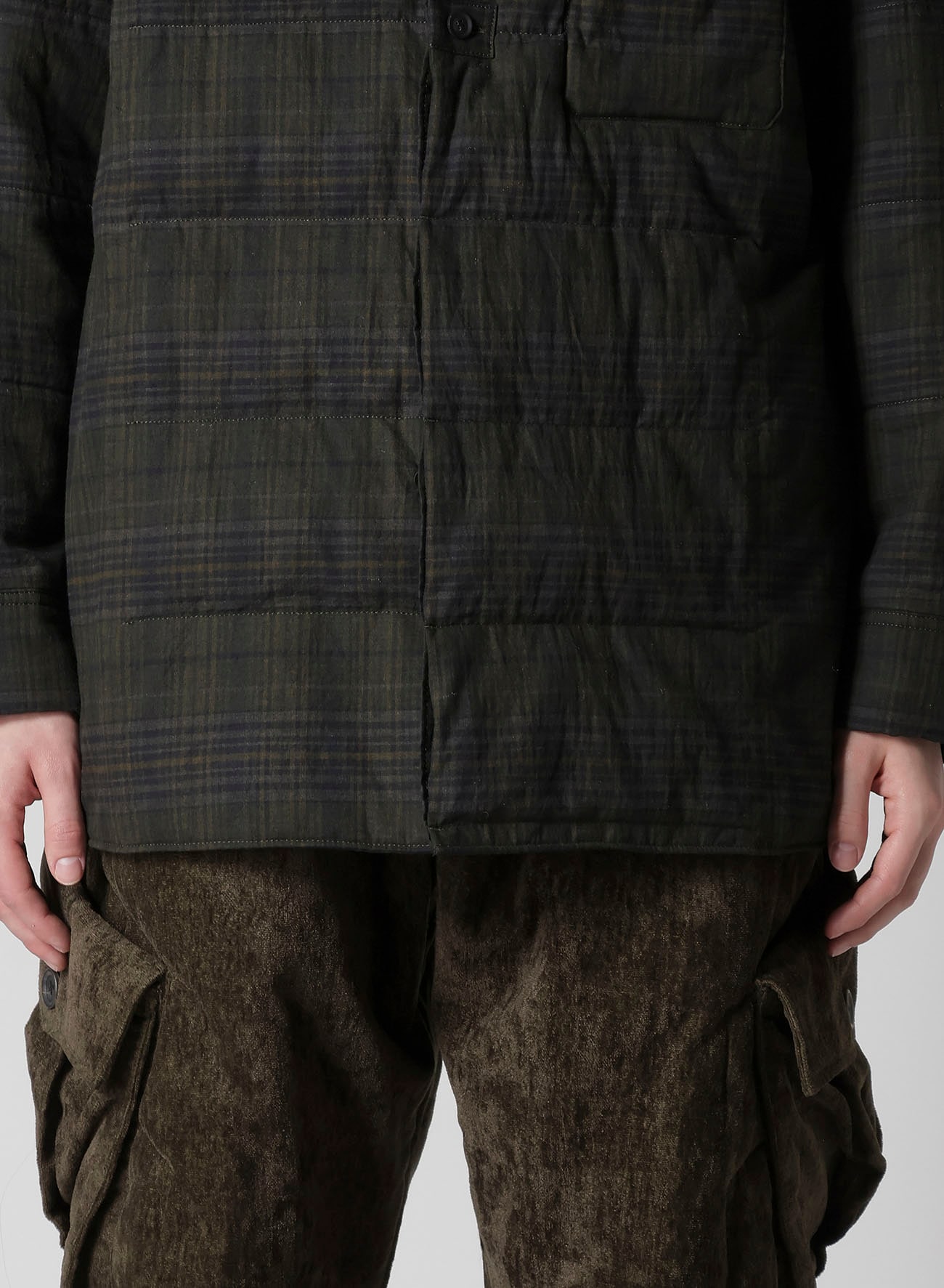 MADRAS INK PLAID DOUBLE COLLAR PADDED BLOUSE