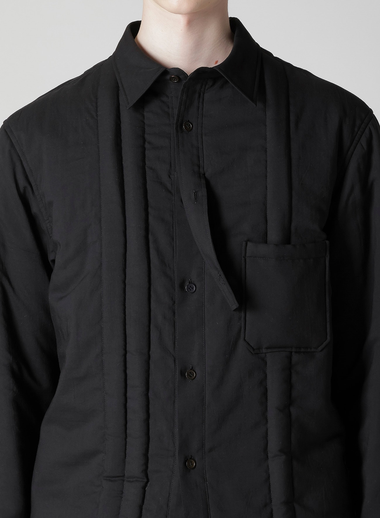 CELLULOSE LAWN DOUBLE PLACKET PADDED BLOUSE