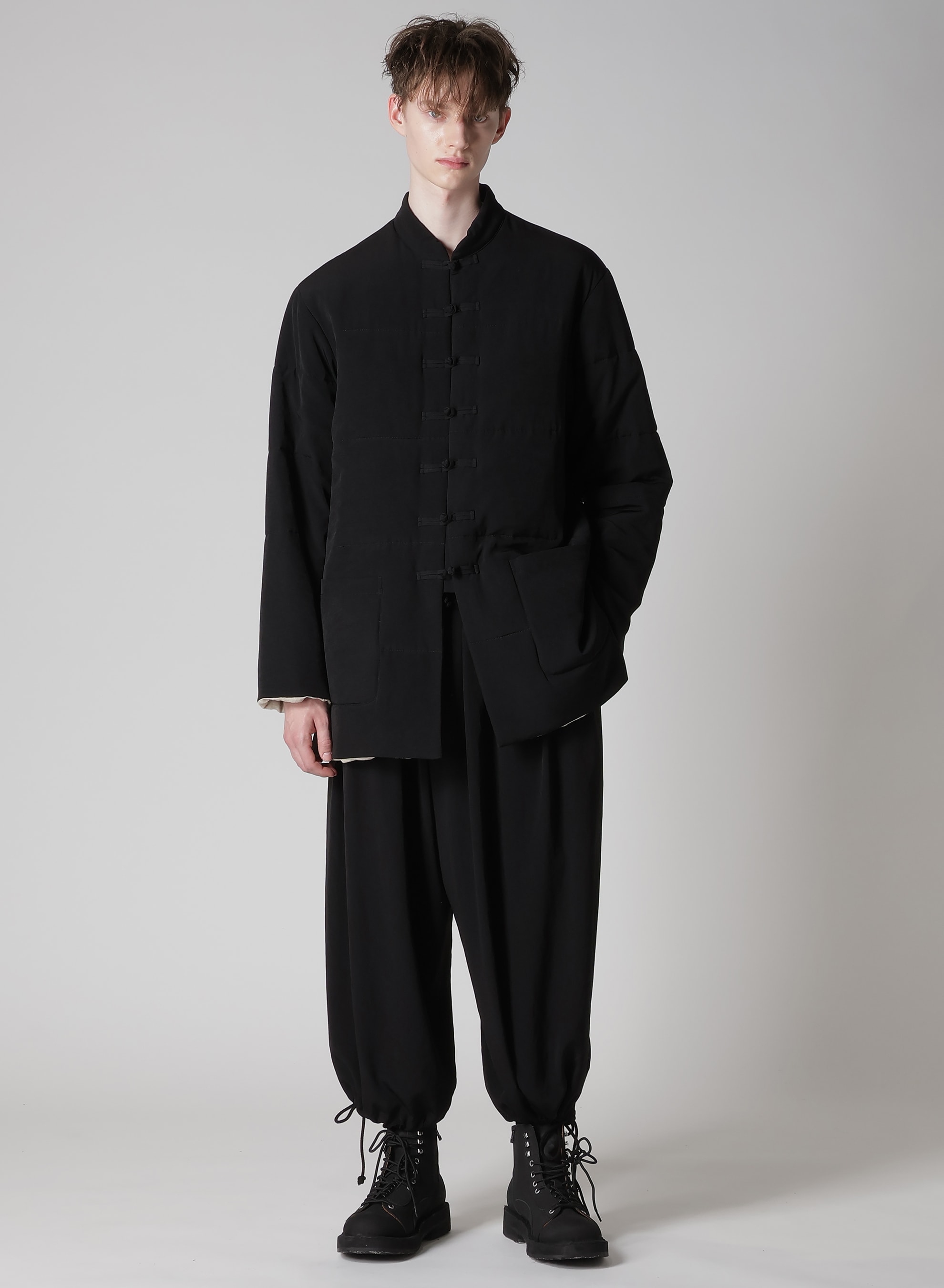 Ta TUXEDO STAND COLLAR REVERSIBLE PADDED BLOUSE