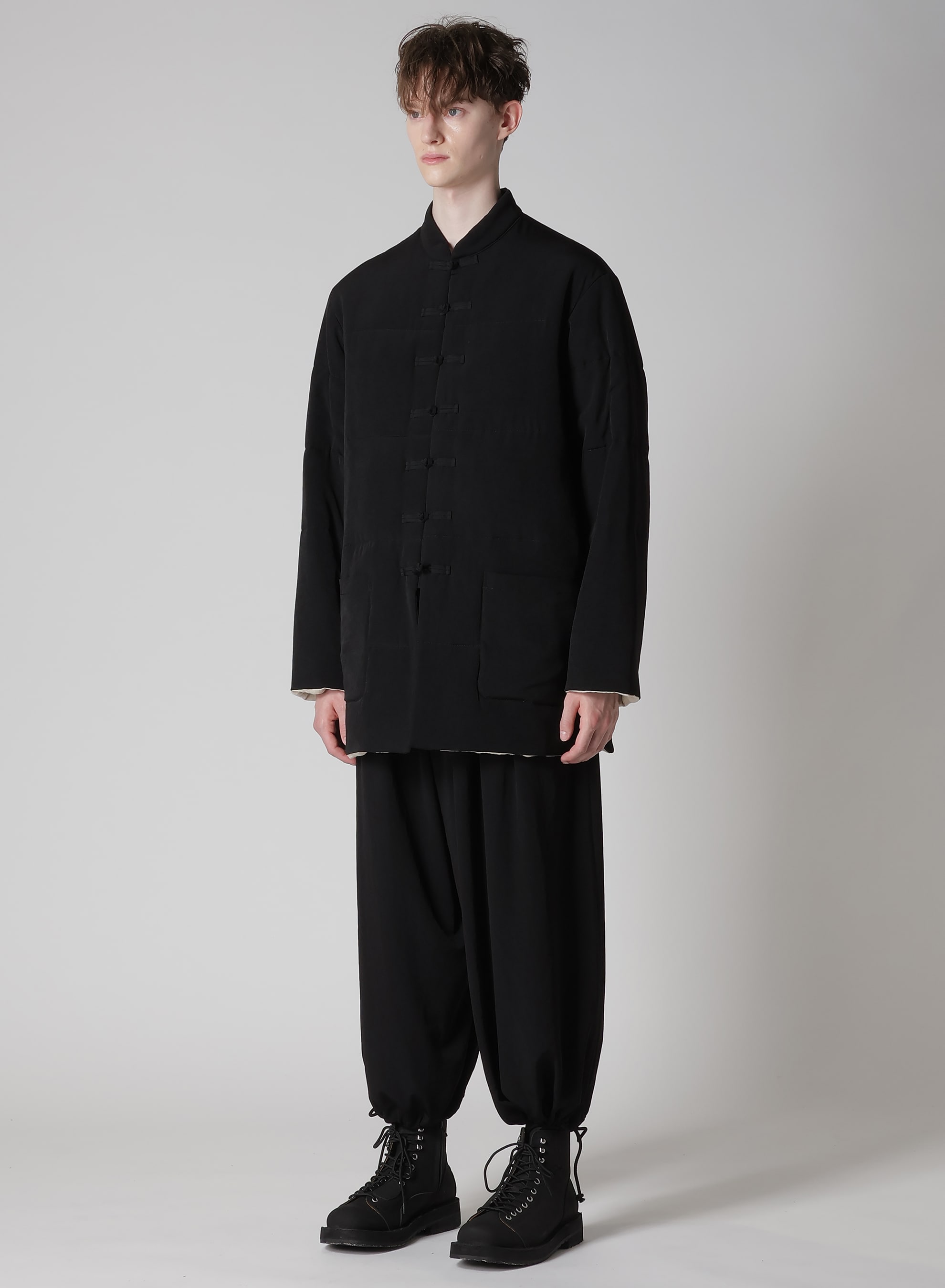 Ta TUXEDO STAND COLLAR REVERSIBLE PADDED BLOUSE