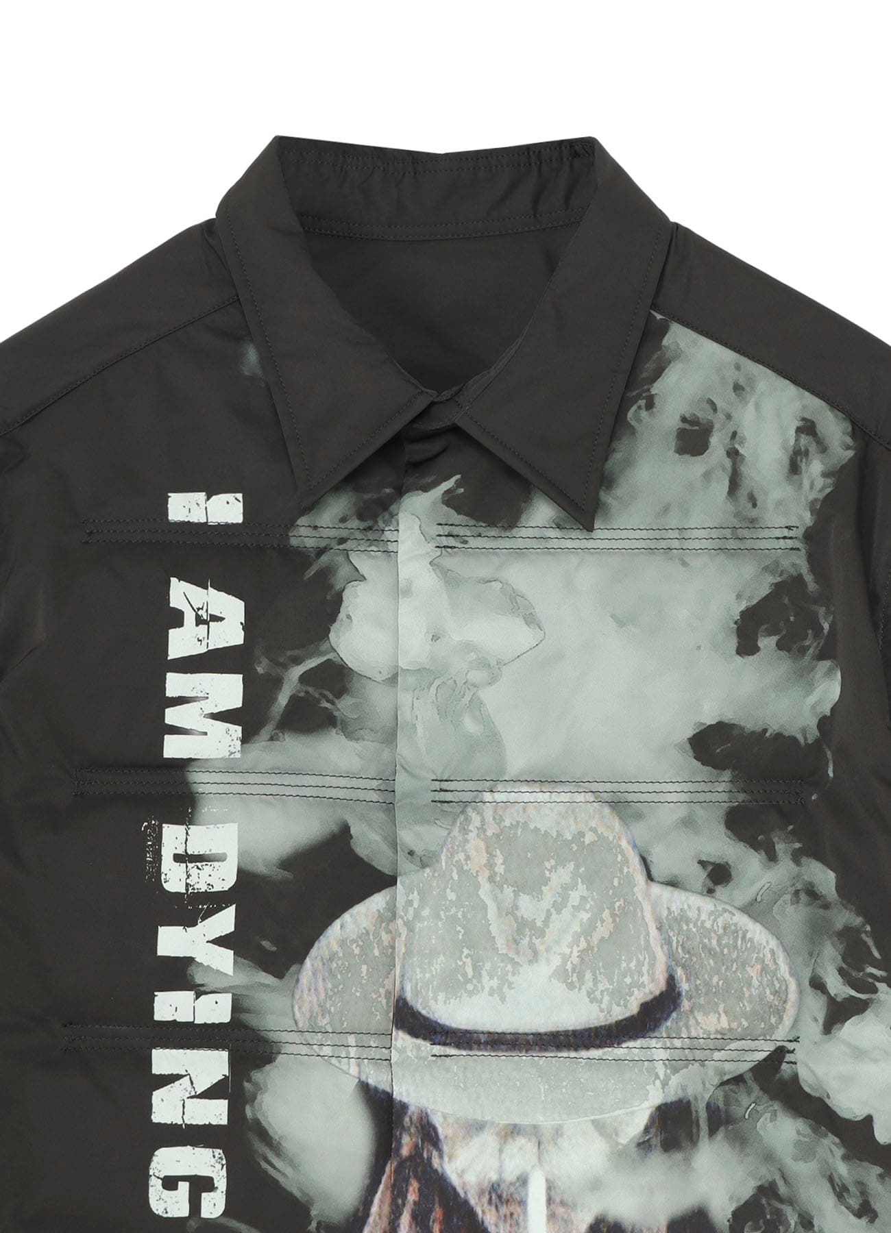 TOBACCO OLD MAN PRINTED PADDED BLOUSE