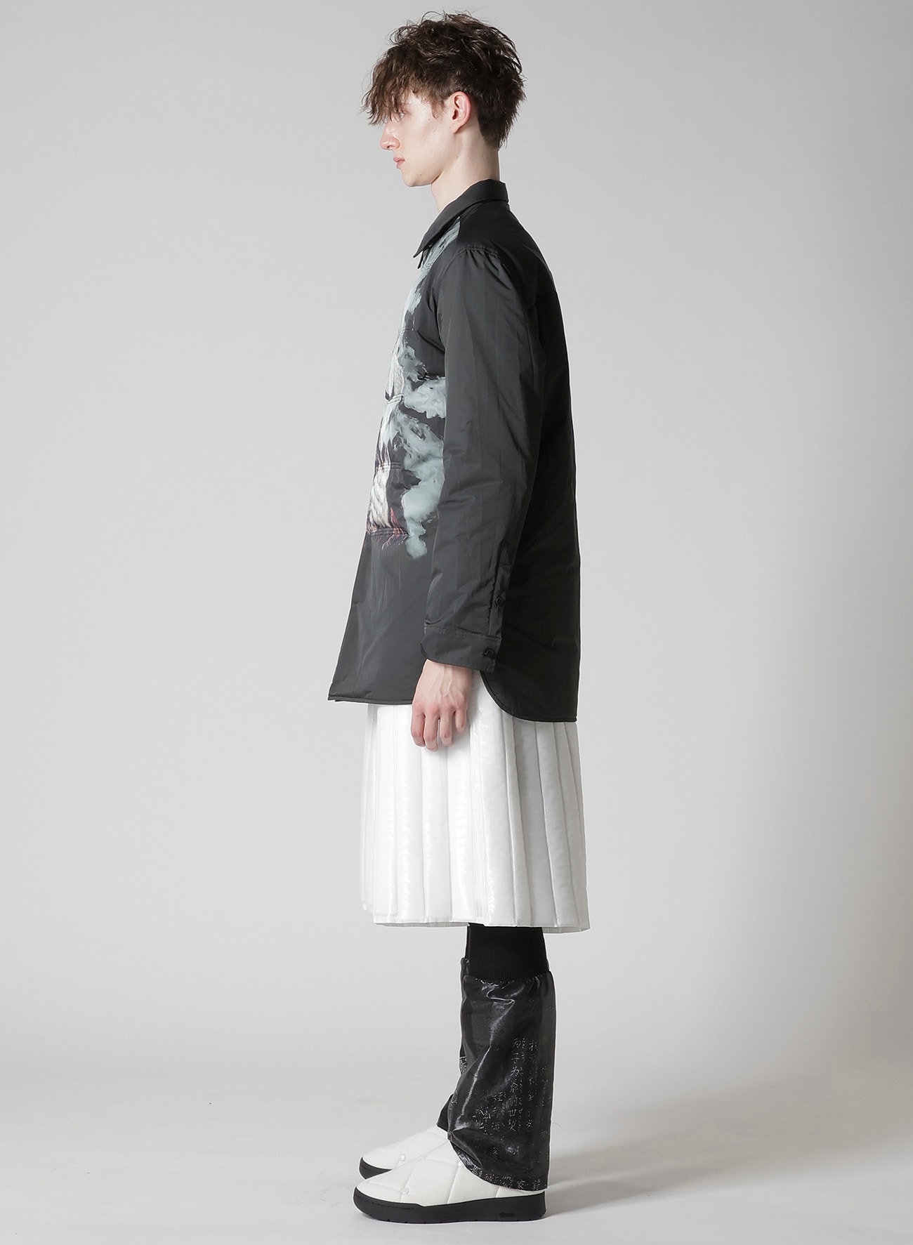TOBACCO OLD MAN PRINTED PADDED BLOUSE