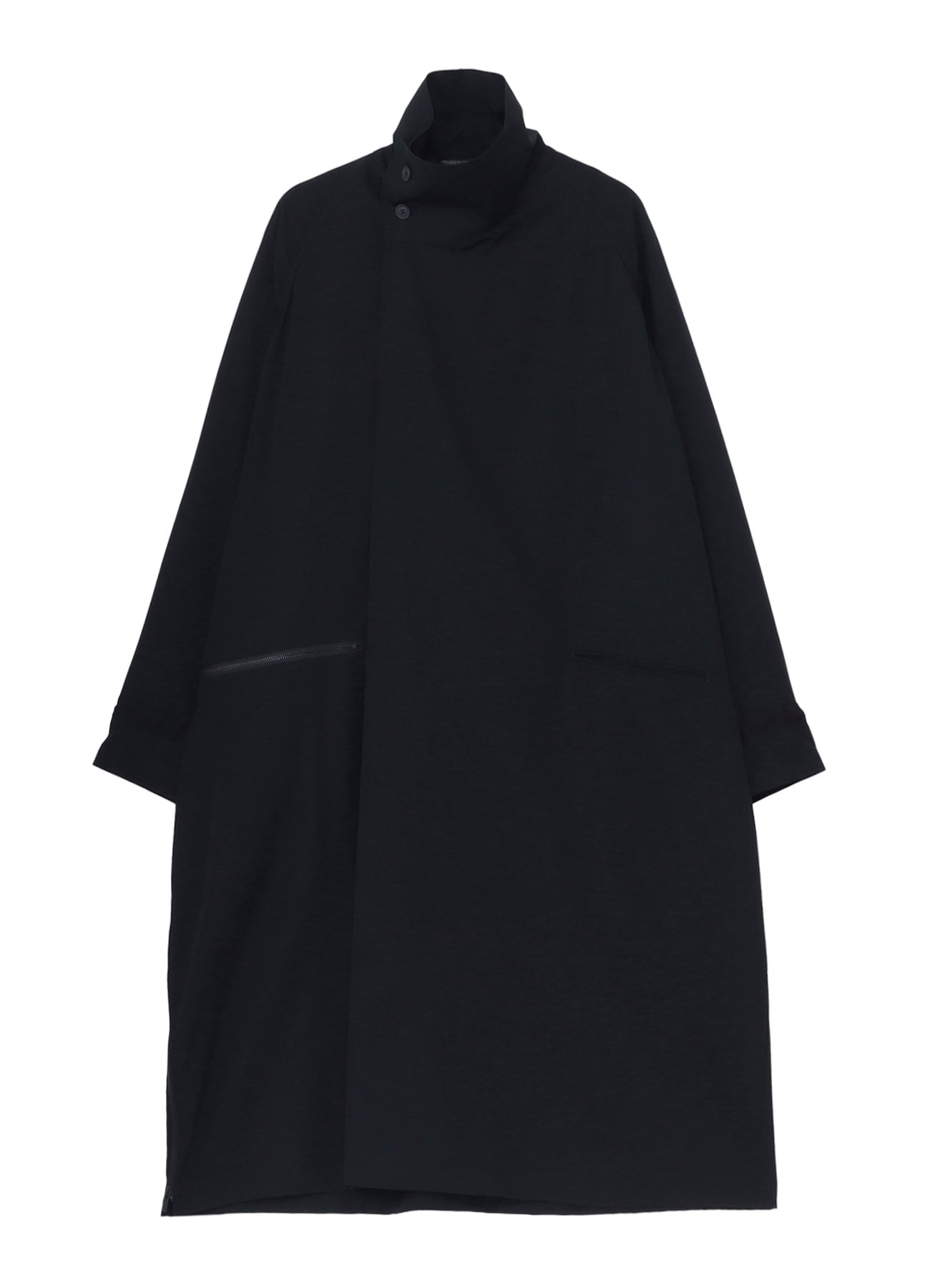 WOOL GABARDINE CROSS SHAPED ZIPPER COAT