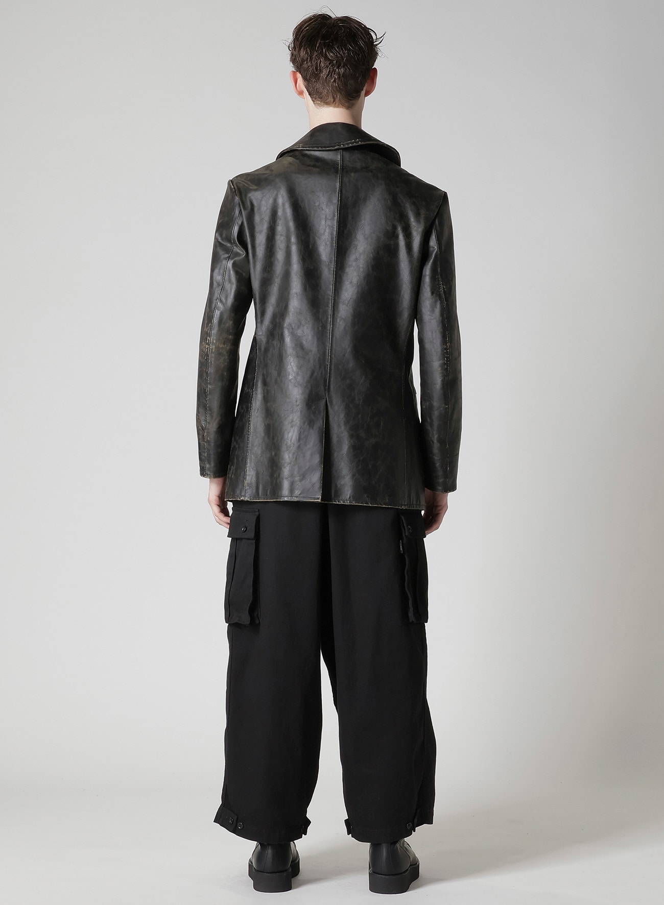 JAPAN HORSE LEATHER CLAP DOUBLE FRONT COLLAR COAT
