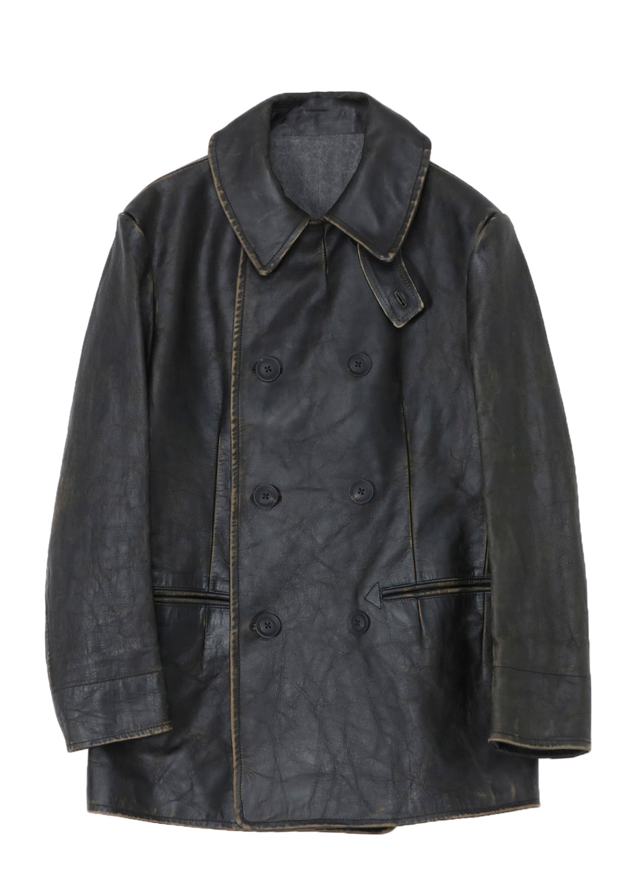 JAPAN HORSE LEATHER CLAP DOUBLE FRONT COLLAR COAT