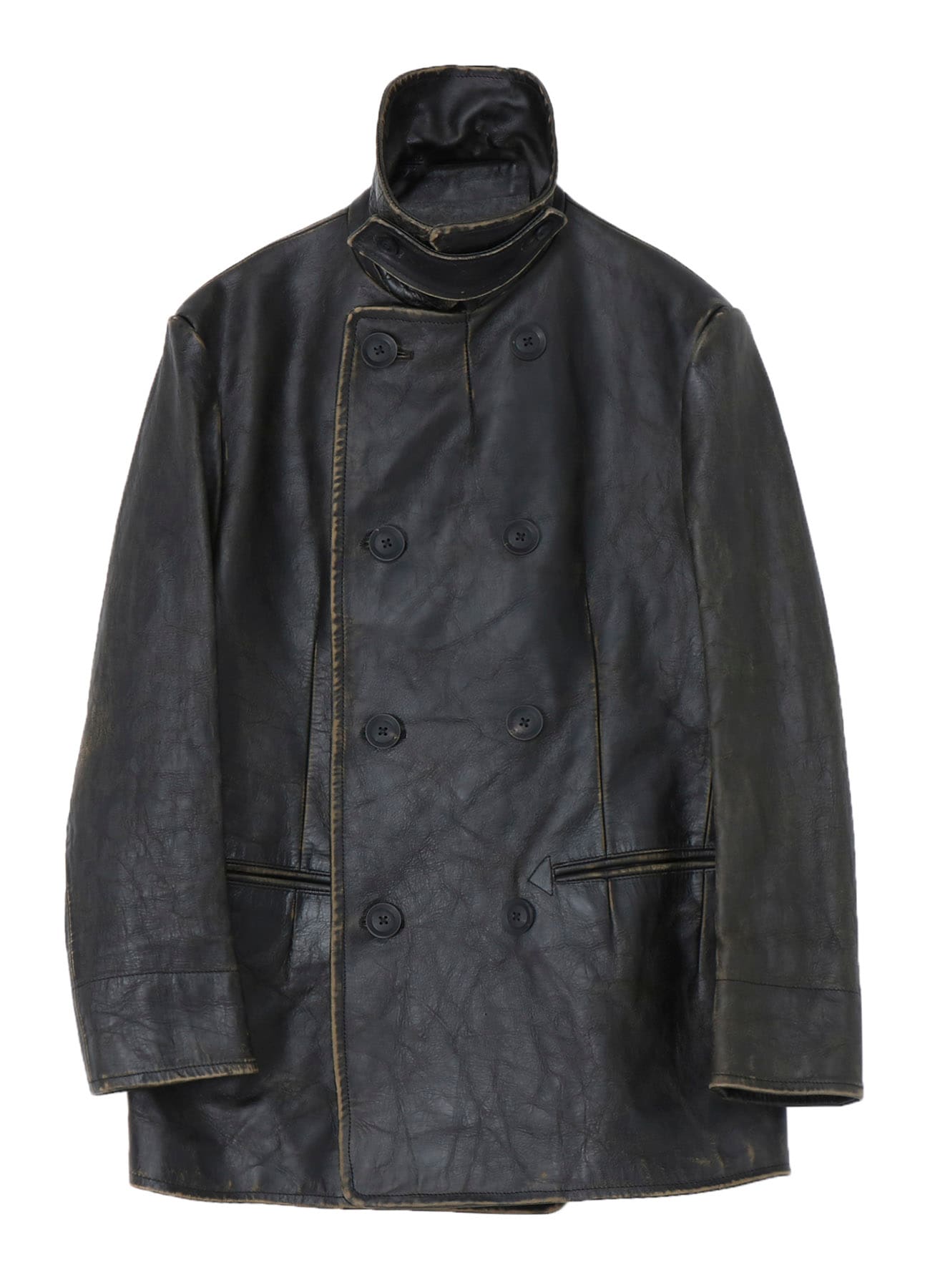 JAPAN HORSE LEATHER CLAP DOUBLE FRONT COLLAR COAT