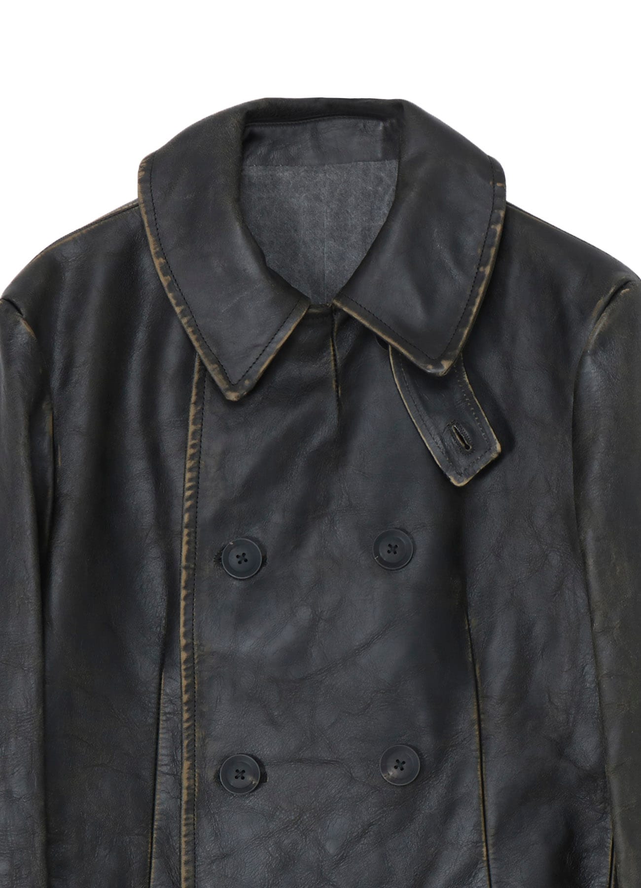 JAPAN HORSE LEATHER CLAP DOUBLE FRONT COLLAR COAT
