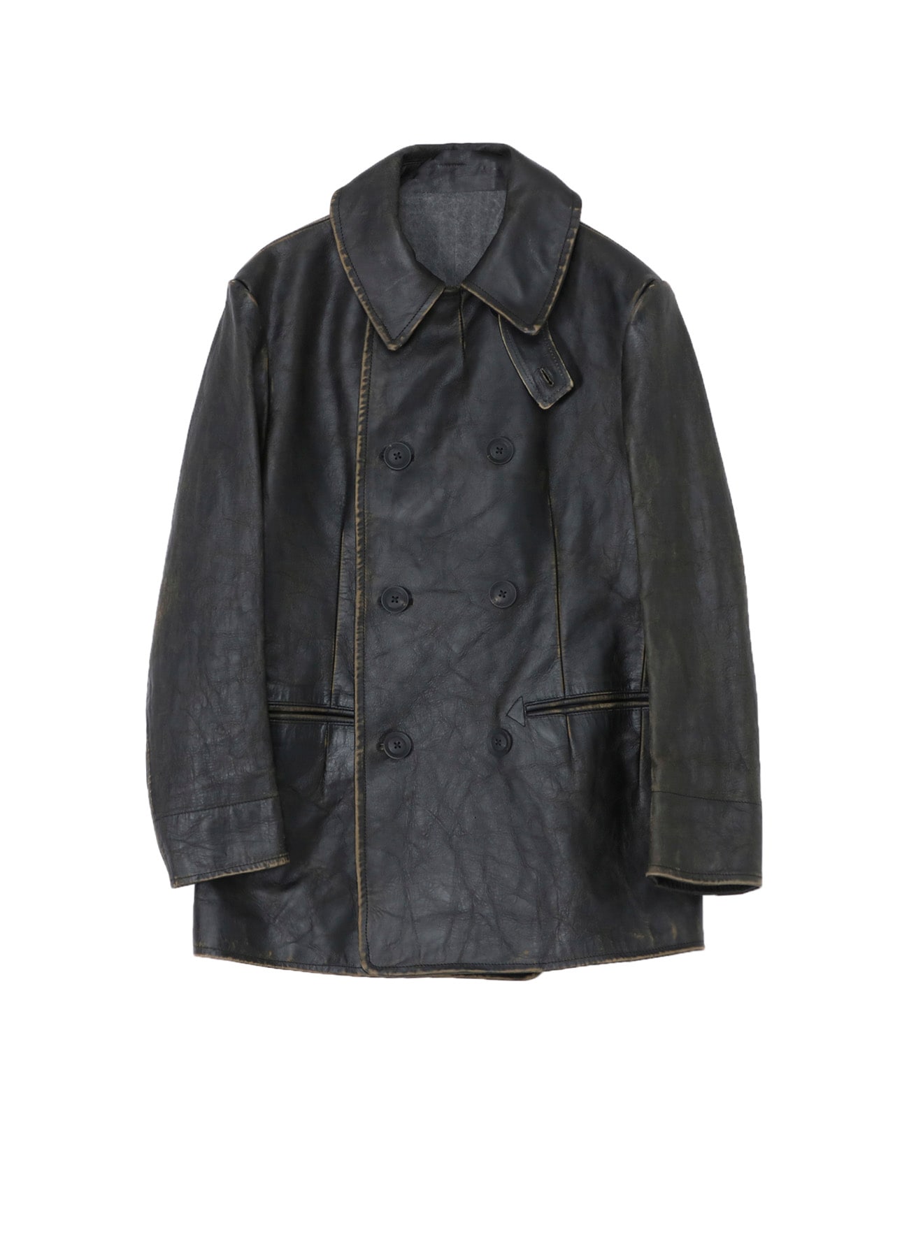 JAPAN HORSE LEATHER CLAP DOUBLE FRONT COLLAR COAT
