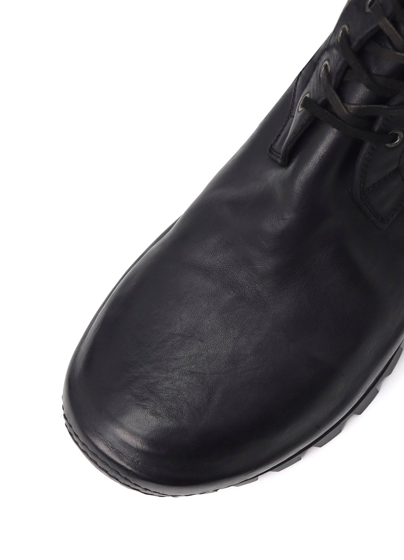 FULL GRAIN HORSE LEATHER LACE UP SIDE ZIP BOOTS