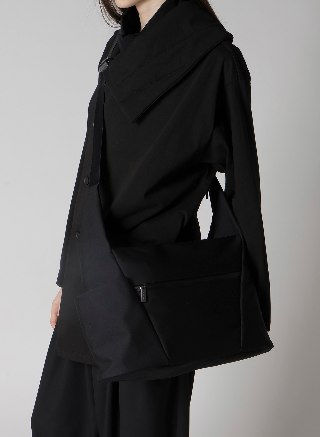 WOOL GABARDINE/NY OBLIQUE ZIPPER SHOULDER BAG