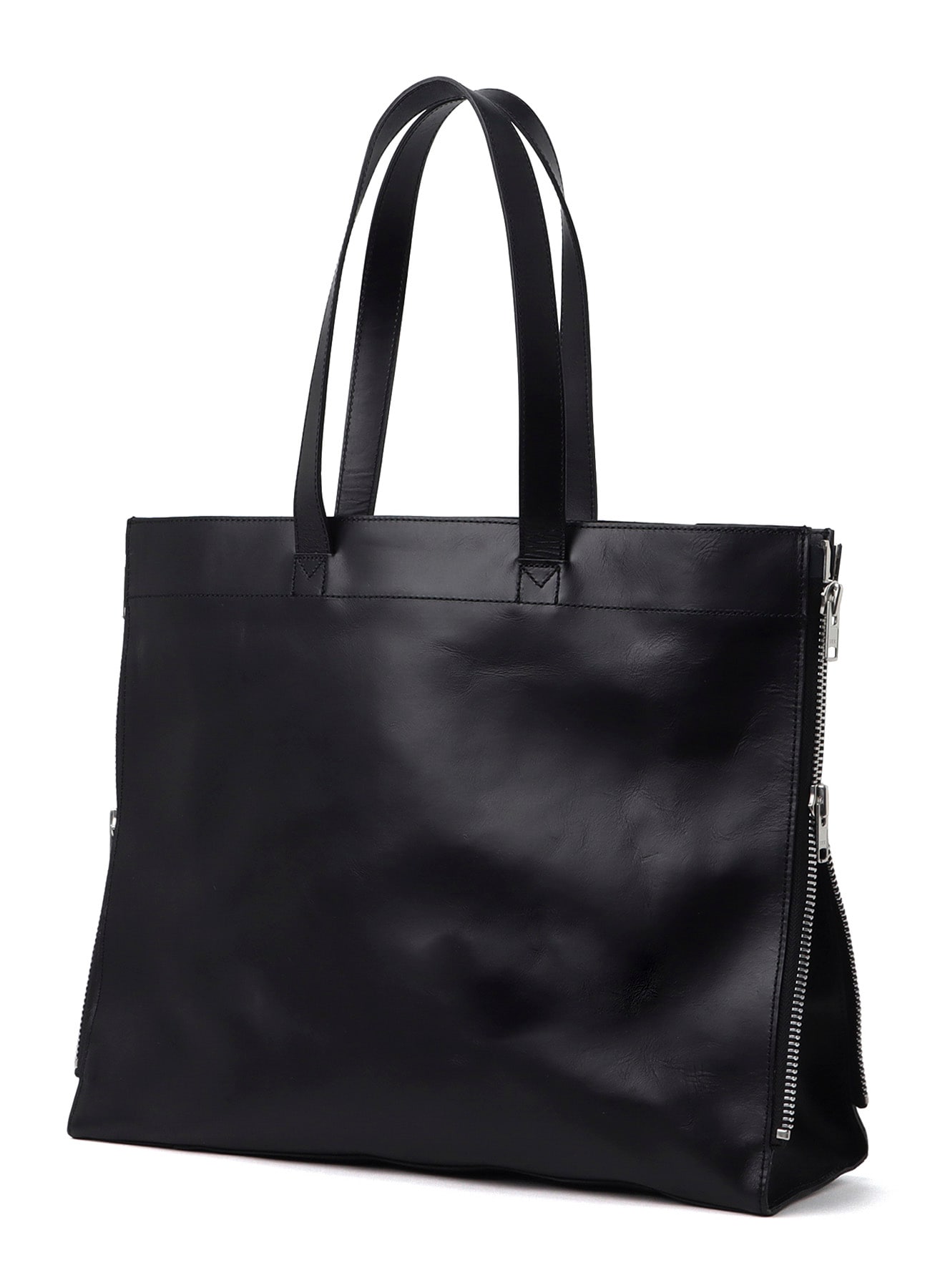 バッグ Yohji Yamamoto PULL UP LEATHER TOTE BAG PULL UP LEATHER TOTE BAG(FREE SIZE Black): Yohji Yamamoto POUR