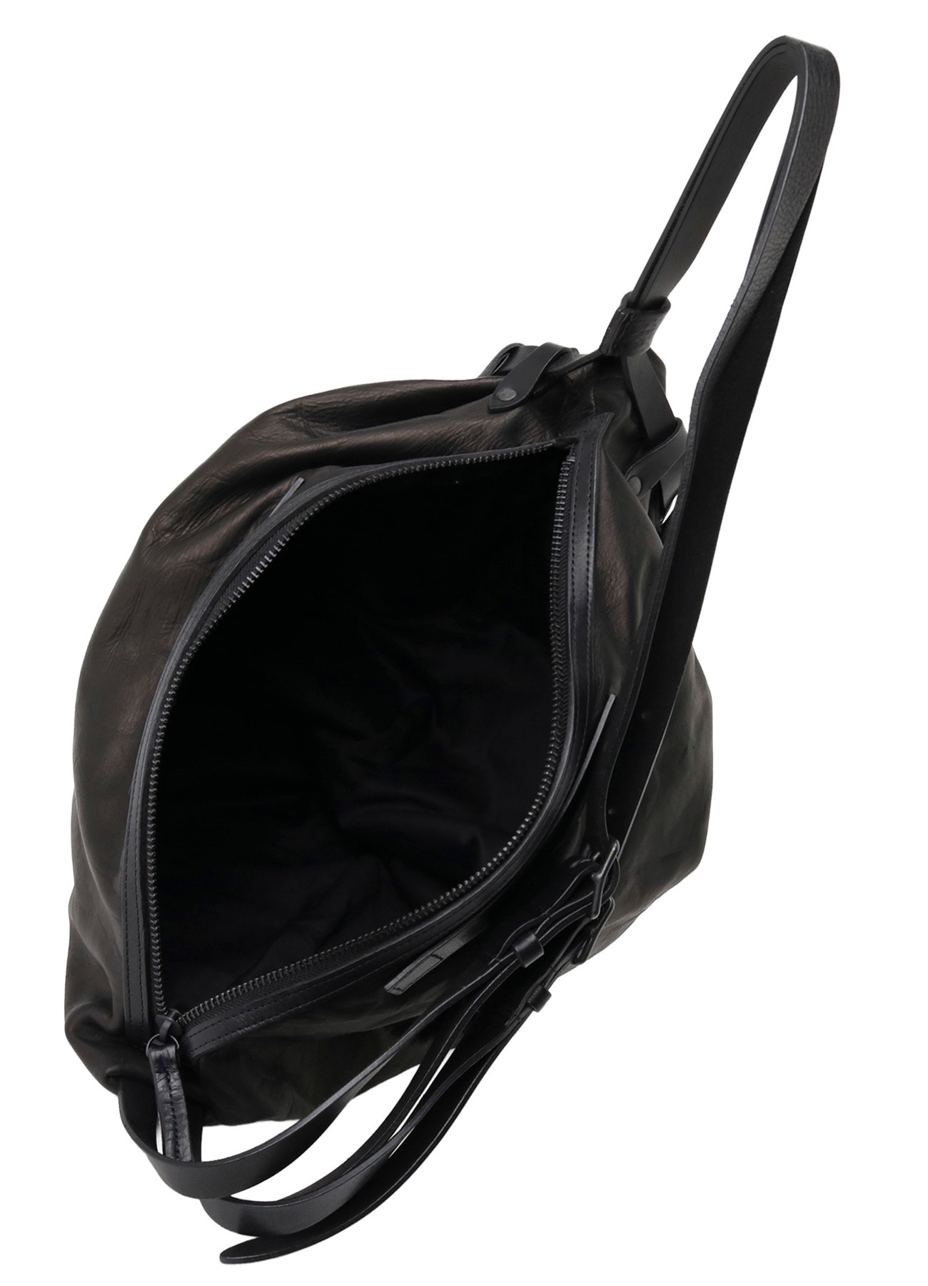 HORSE LEATHER DRAWSTRING BACKPACK(FREE SIZE Black): Yohji