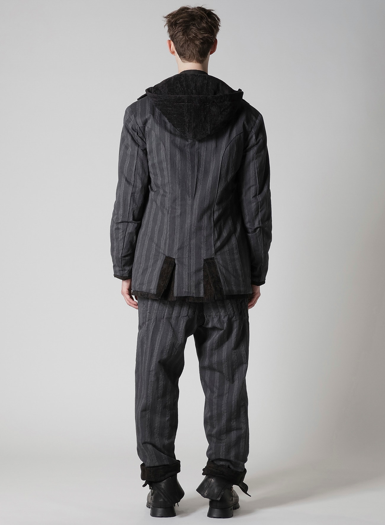 LINEN VELVET PADDED HOOD JACKET