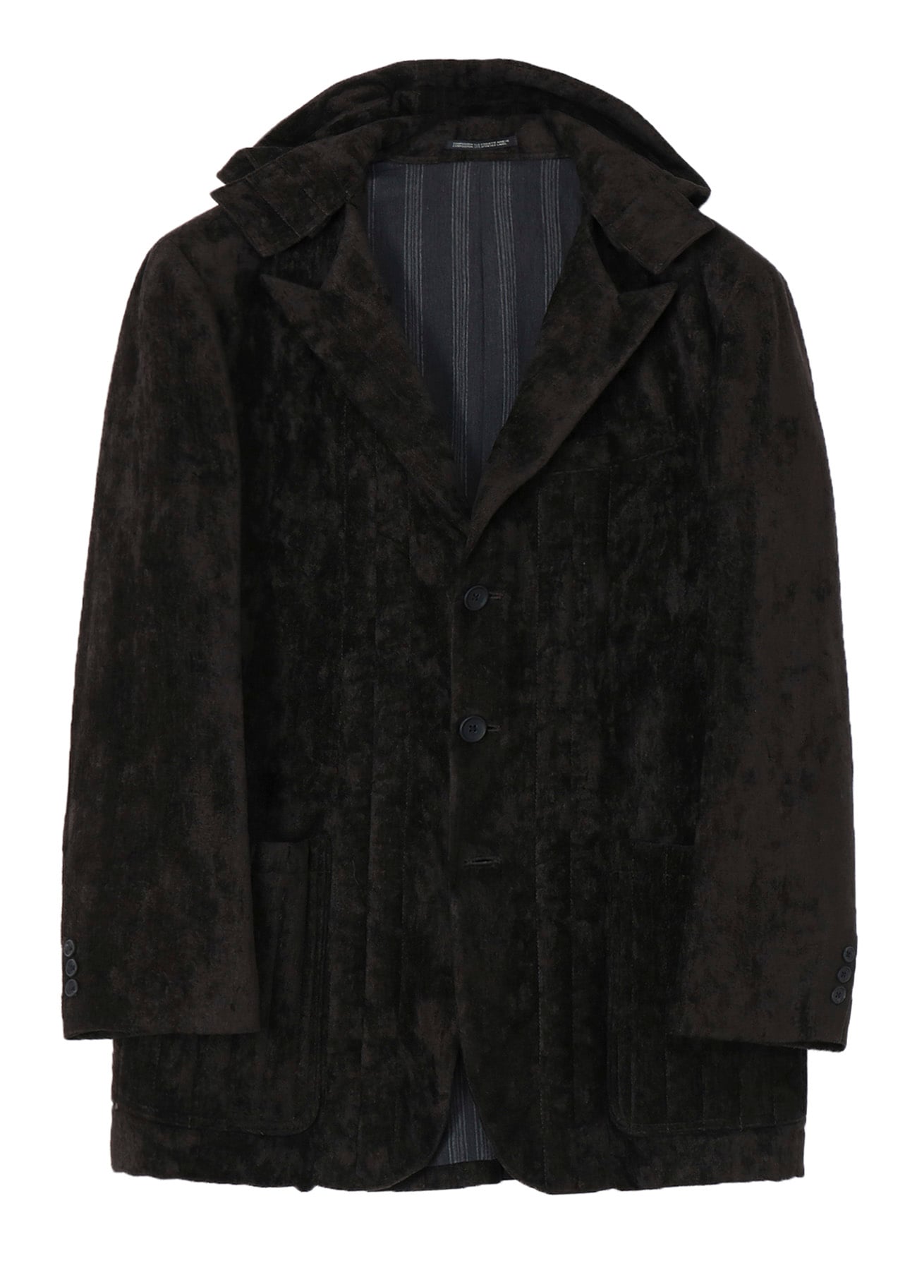 LINEN VELVET PADDED HOOD JACKET