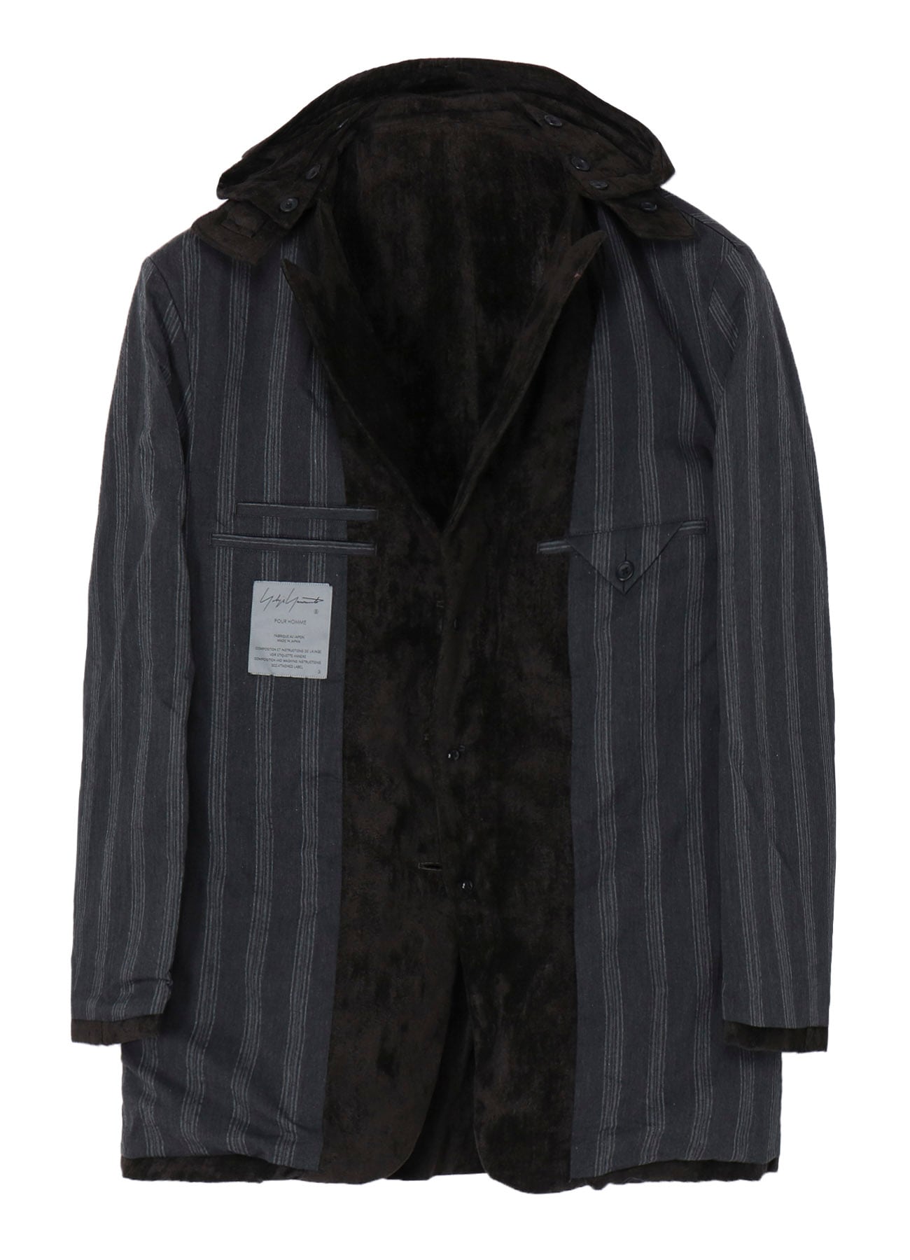 LINEN VELVET PADDED HOOD JACKET