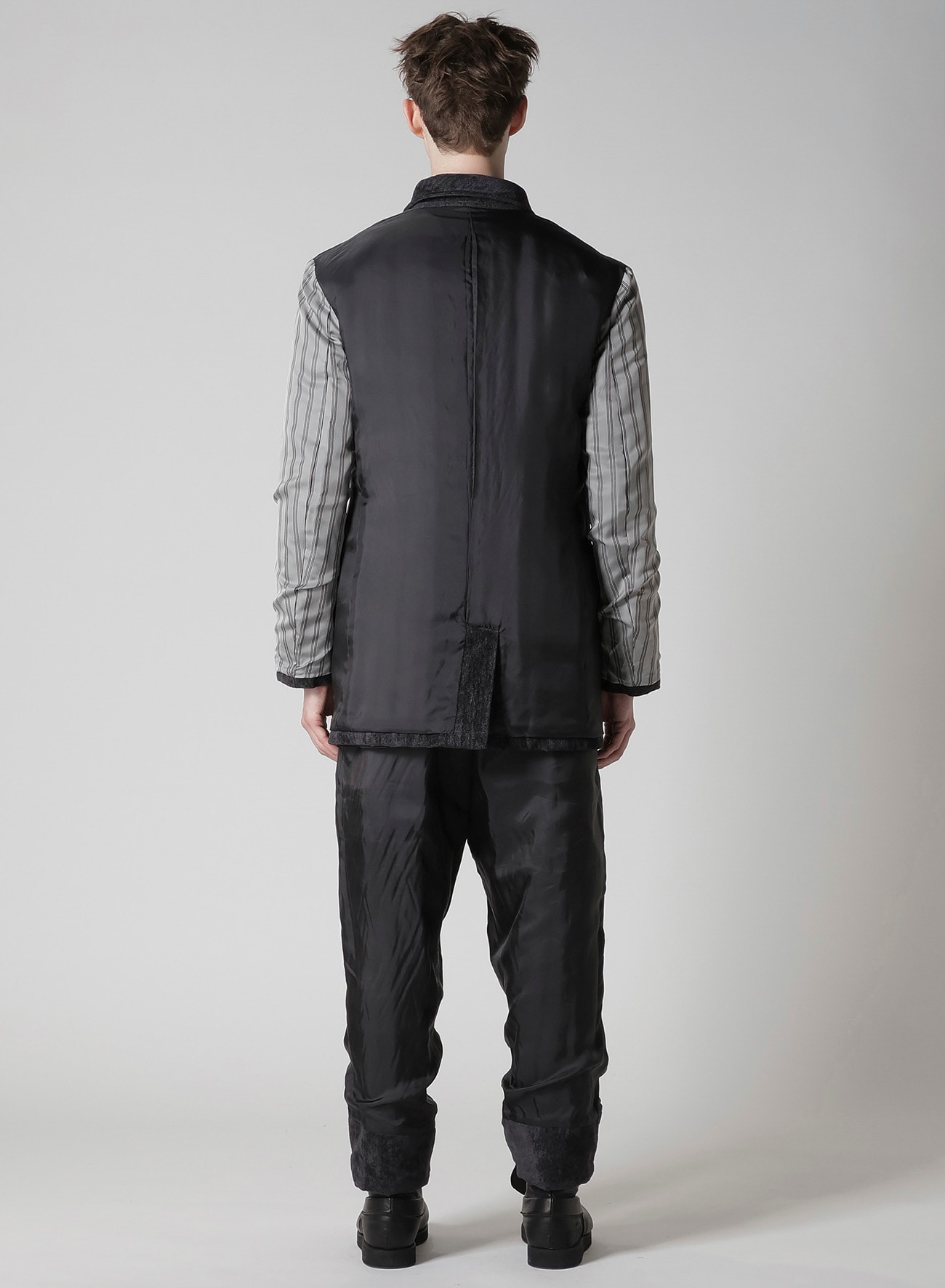 LINEN VELVET  TAB DETAIL PADED JACKET