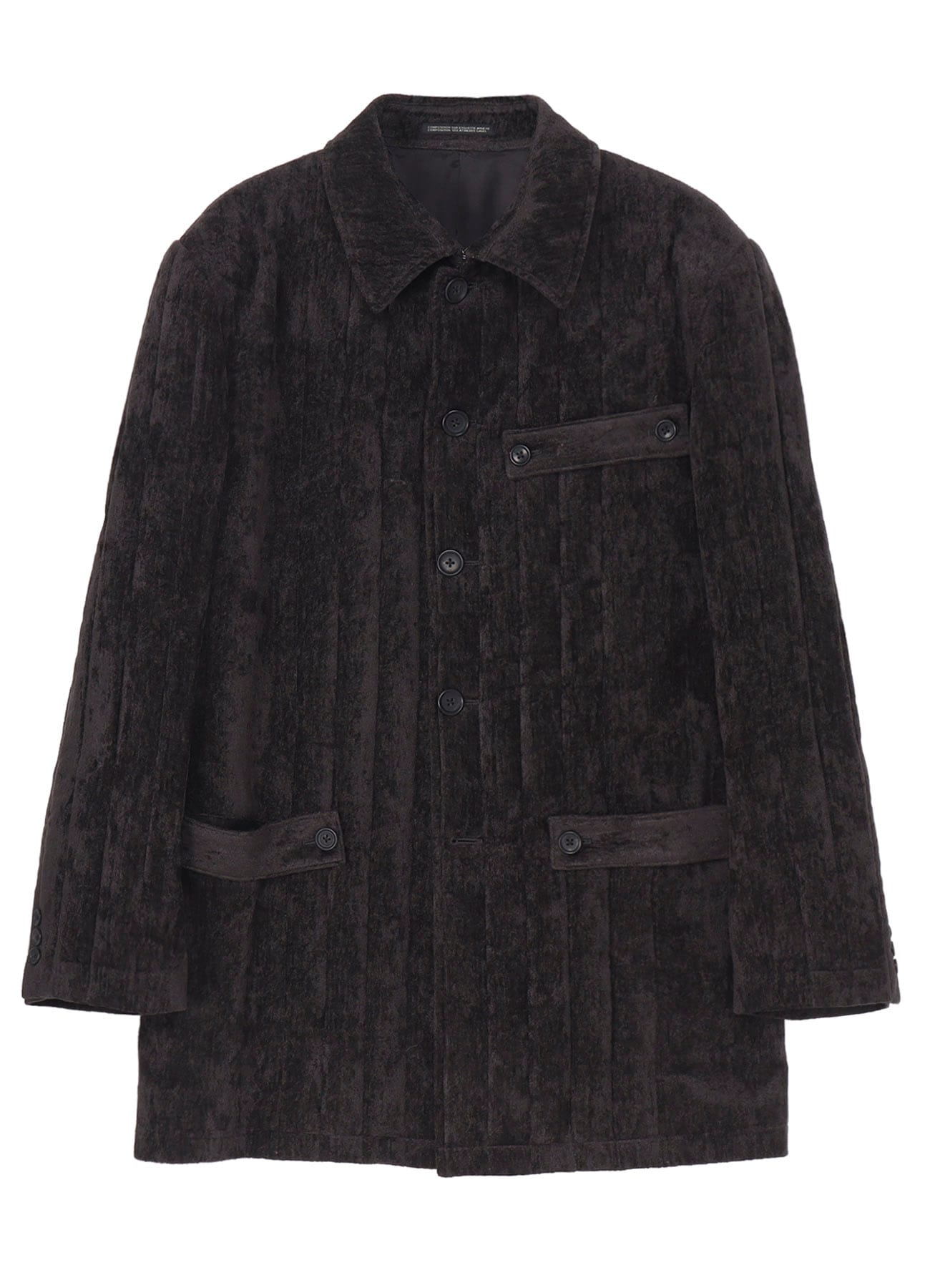 LINEN VELVET  TAB DETAIL PADED JACKET