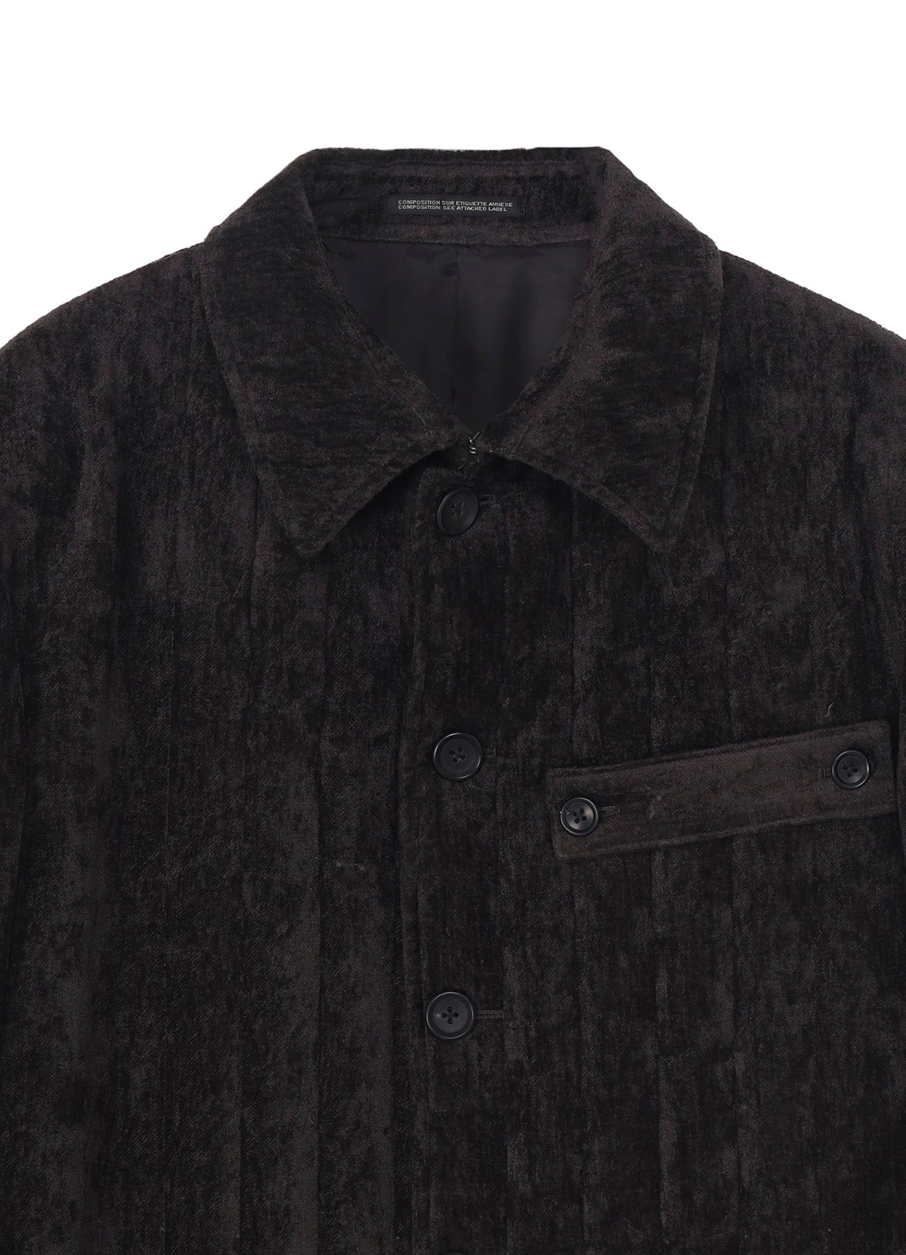 LINEN VELVET  TAB DETAIL PADED JACKET