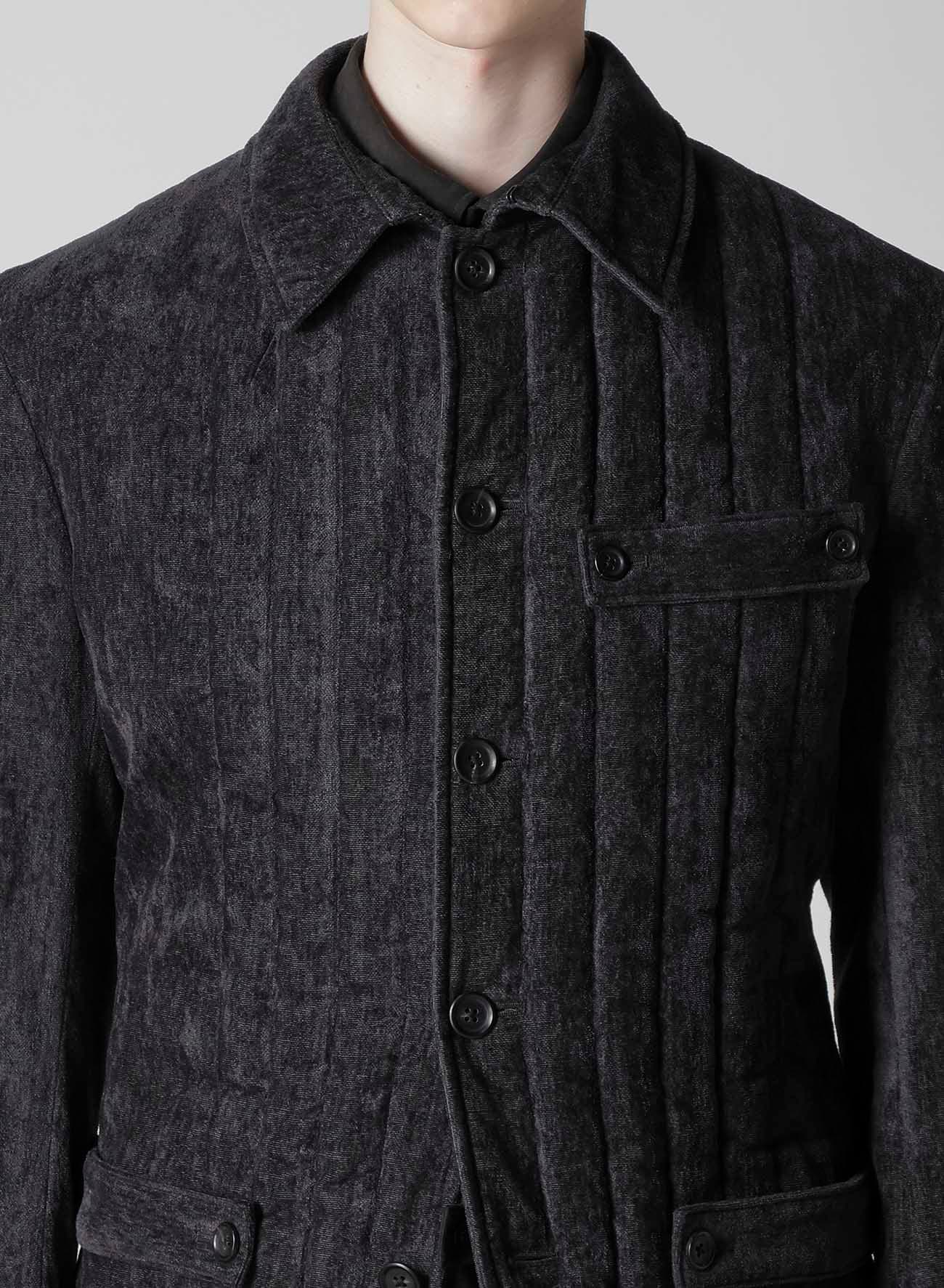LINEN VELVET  TAB DETAIL PADED JACKET