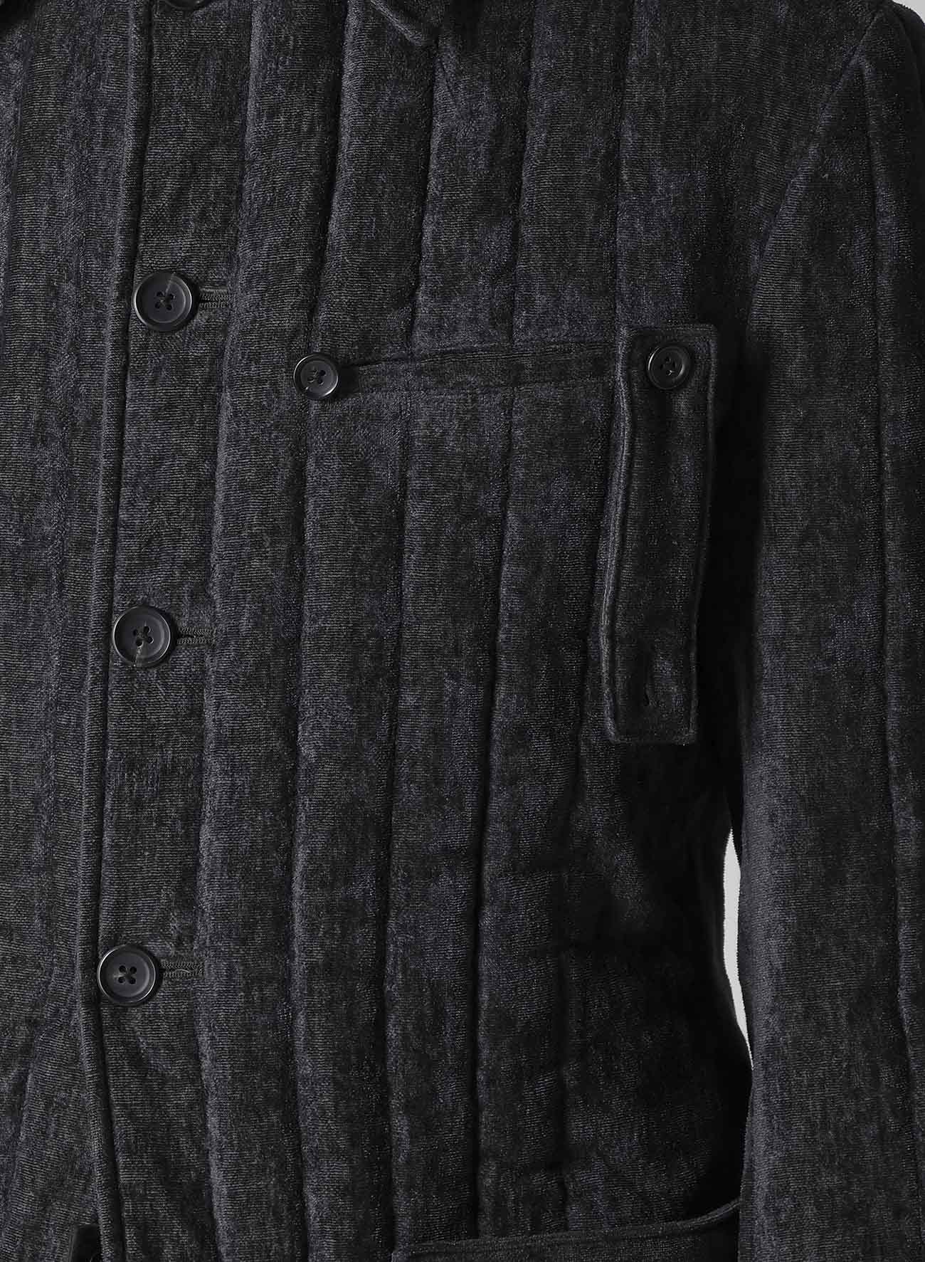 LINEN VELVET  TAB DETAIL PADED JACKET