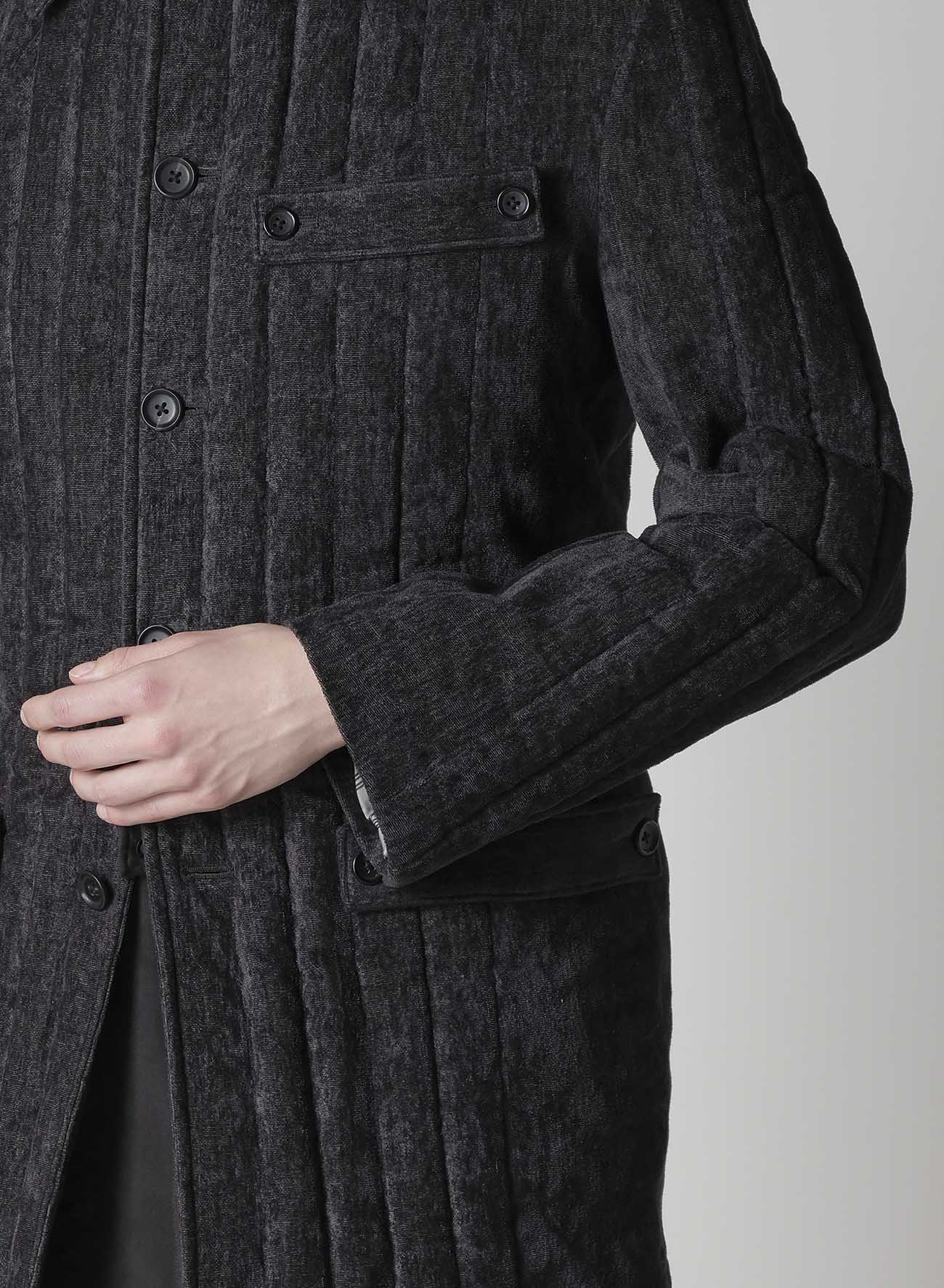 LINEN VELVET  TAB DETAIL PADED JACKET