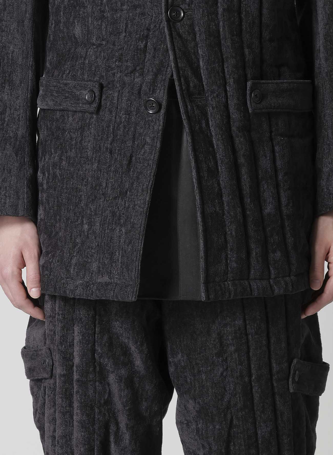 LINEN VELVET  TAB DETAIL PADED JACKET