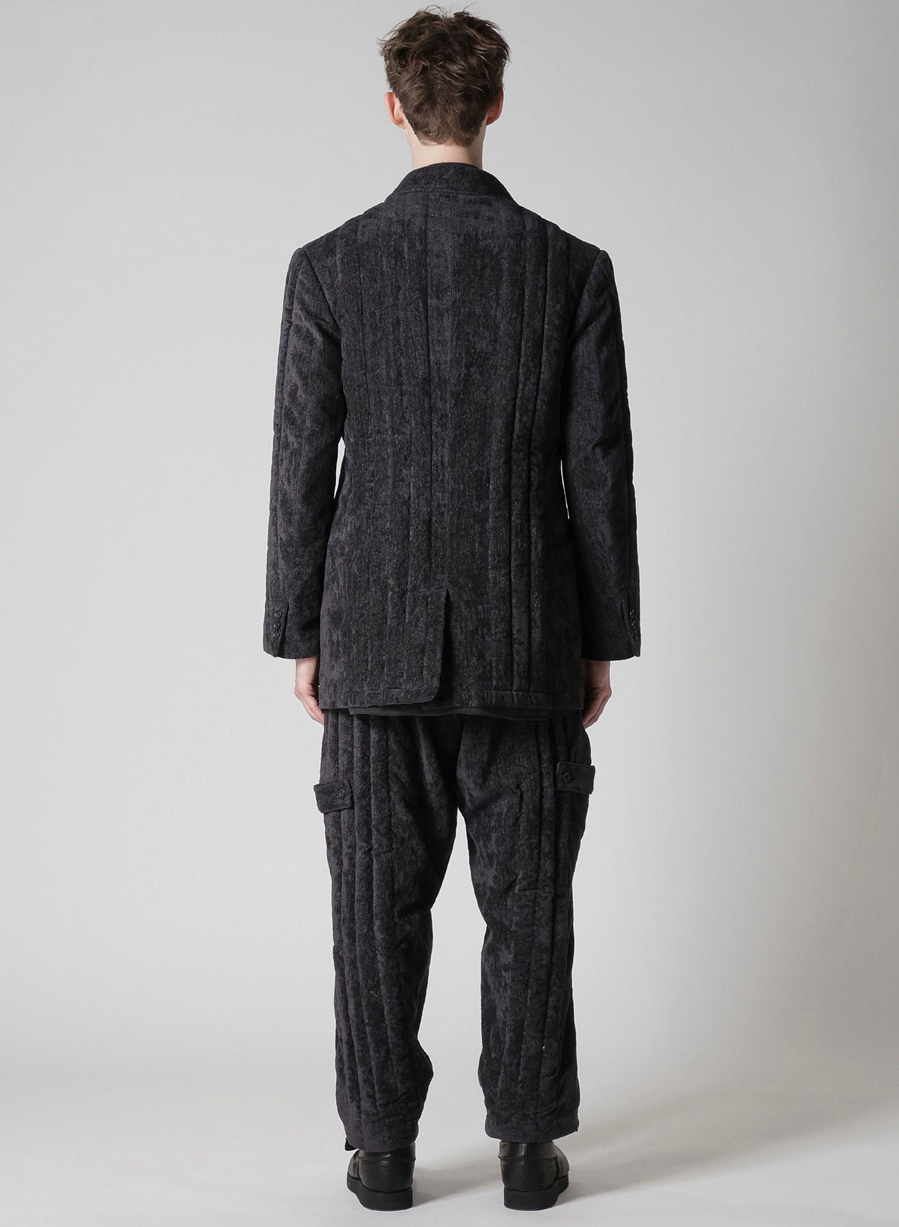 LINEN VELVET  TAB DETAIL PADED JACKET